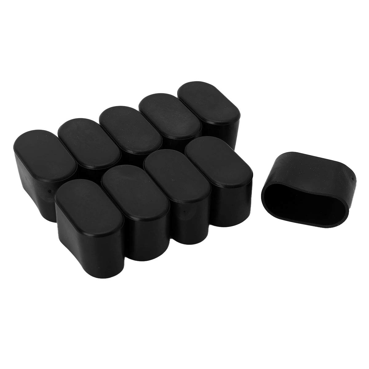 YiZYiF 10-Pack Black Rubber Chair Leg Caps (15x30mm) - Oval Furniture Feet Protectors for Floors, Scratch Prevention | Ideal for Dining Chairs, Tables & Office Furniture