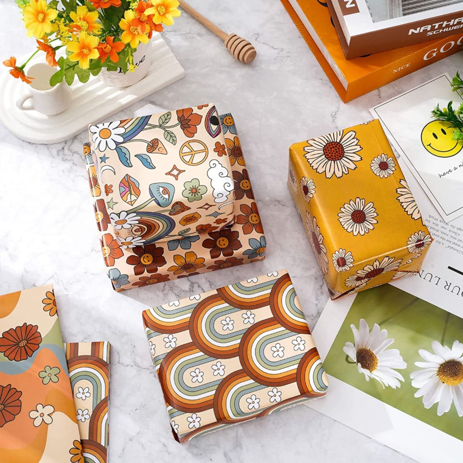 Premium Birch & Co. Gift Wrapping Paper Set - 6 Assorted Sheets for Elegant Present Packaging - Perfect for Birthdays, Weddings & Holiday Gifts
