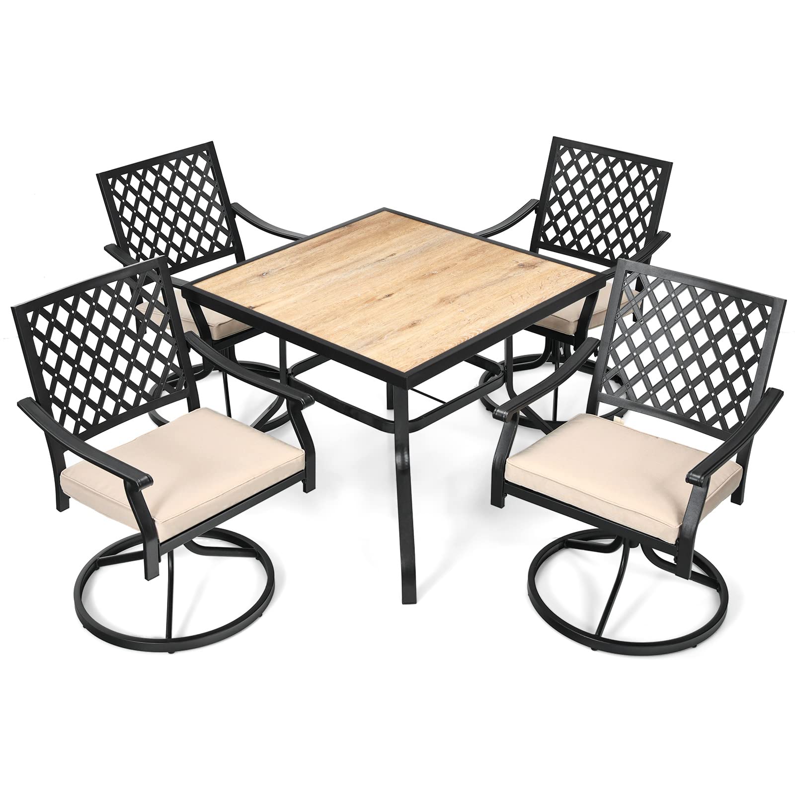 Giantex Outdoor Square Bistro Table - Rustproof Steel Frame Patio Dining Table for Yard, Porch & Deck - Easy Assembly Garden Furniture for BBQ, Picnic & Outdoor Entertaining
