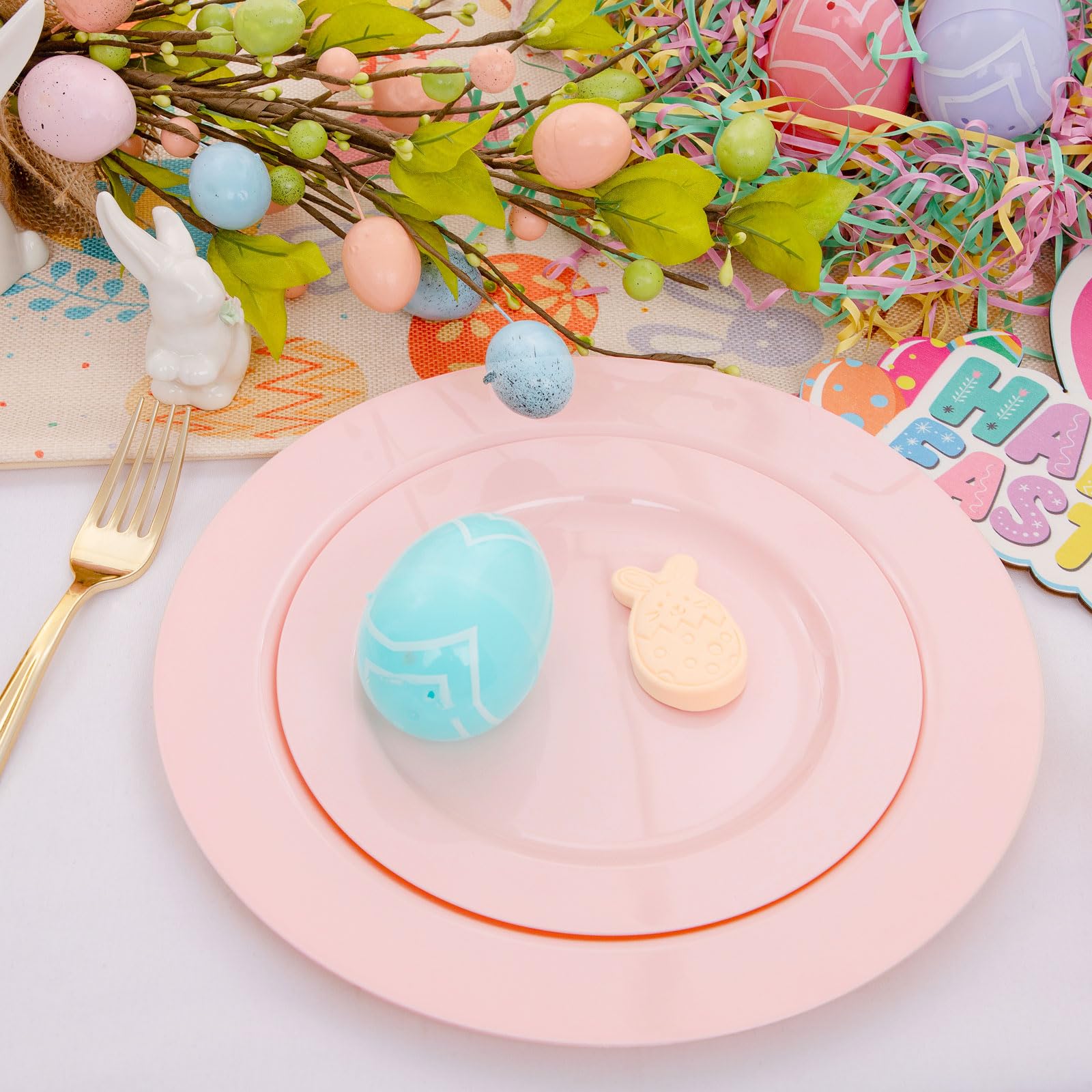 FLOWERCAT 60-Pack Heavy Duty Pink Plastic Plates - Disposable 10.25