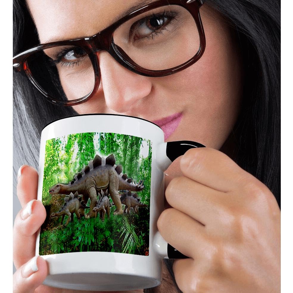 3D Rose 11oz Funny Dinosaurs Coffee Mug - Cute Dinosaur Themed Ceramic Cup for Coffee, Tea & Hot Drinks - Perfect Gift for Dino Lovers, Office Use & Home Decor