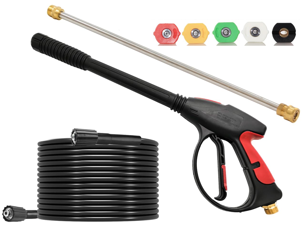 4000PSI Pressure Washer Gun Kit with 26FT Hose & Extension Wand - M22 Fitting, 5 Nozzle Tips for Gas/Electric Power Washers - 40