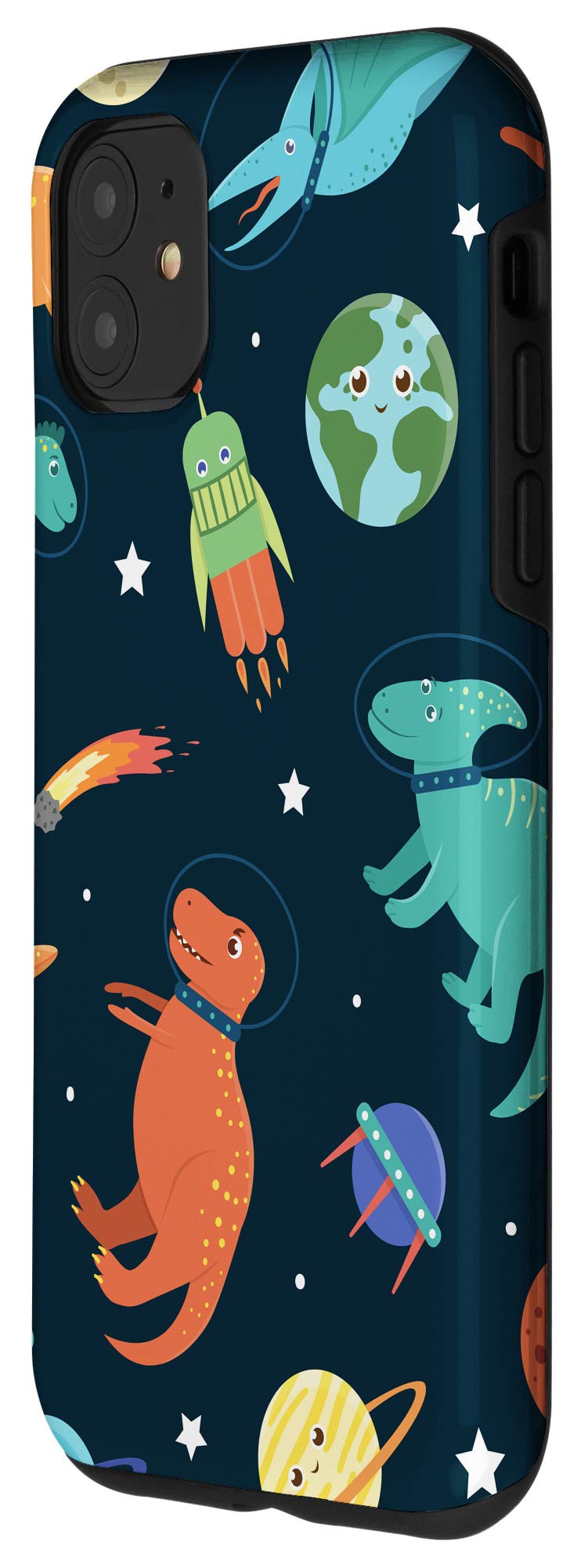 iPhone 11 Dinosaur in Space Phone Case - Protective Cover for iPhone 11 - Cute Cartoon Dinosaur Design - Perfect for School, Work & Everyday Use