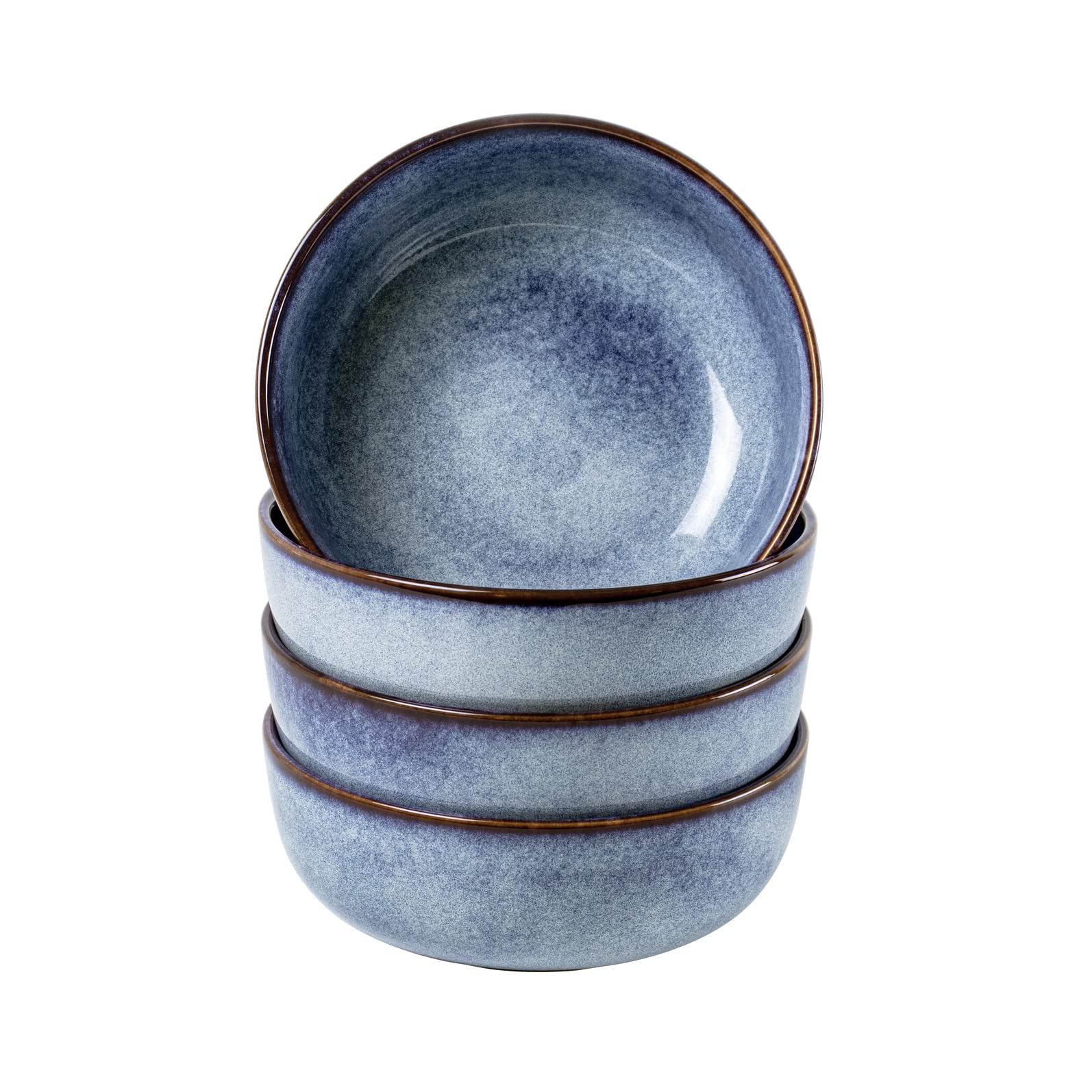UNICASA 25oz Ceramic Bowl Set - Microwave & Dishwasher Safe Soup, Cereal, Pasta Bowls for Salad, Fruit, Dinner | Perfect for Family Meals, Restaurant Use & Daily Dining (Blue)