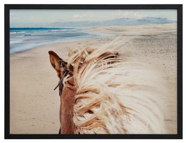 Beach Horse Framed Wall Art Print - Coastal Decor for Living Room, Bedroom & Office - Perfect Beach Theme Home Decoration