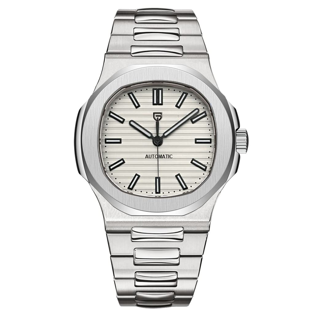 Pagani Design 1728 Automatic Men's Watch - ST16 Self-Winding Movement, Full Stainless Steel, Waterproof Mechanical Watch (White) - Perfect for Business, Casual & Formal Occasions