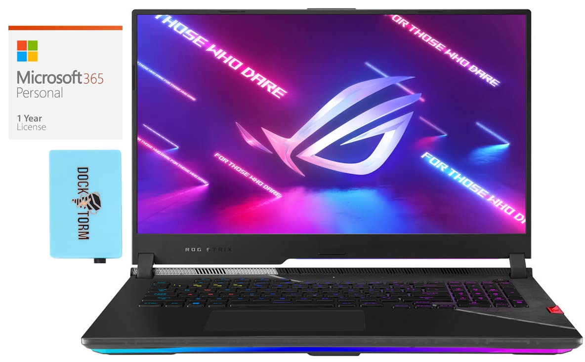 ASUS ROG Strix Scar 17 G733ZW Gaming Laptop - Intel Core i9-12900H 14-Core Processor, 16GB DDR5 RAM, 2x1TB PCIe SSD RAID 1 (1TB Storage), Windows 11 Pro - Includes Microsoft 365 Personal & USB Hub | Perfect for High-End Gaming, Video Editing, and Professional Workstations