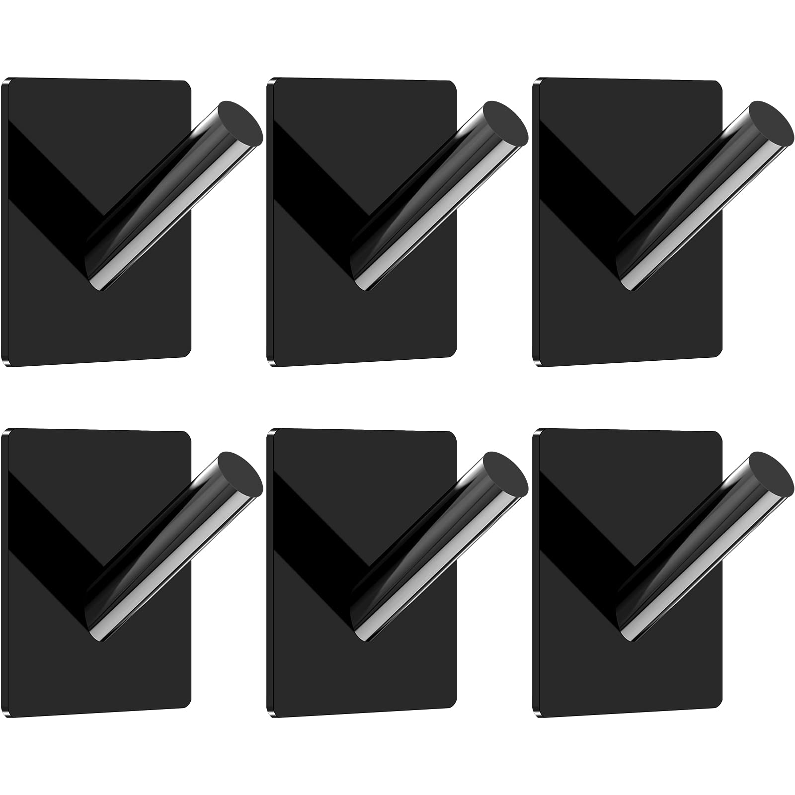 Jetec 6-Piece Clear Acrylic Wall Hat Hooks - Self-Adhesive Coat & Robe Hangers for Bathroom, Kitchen, Bedroom - Perfect for Organizing Hats, Towels, Clothes & More (Black)