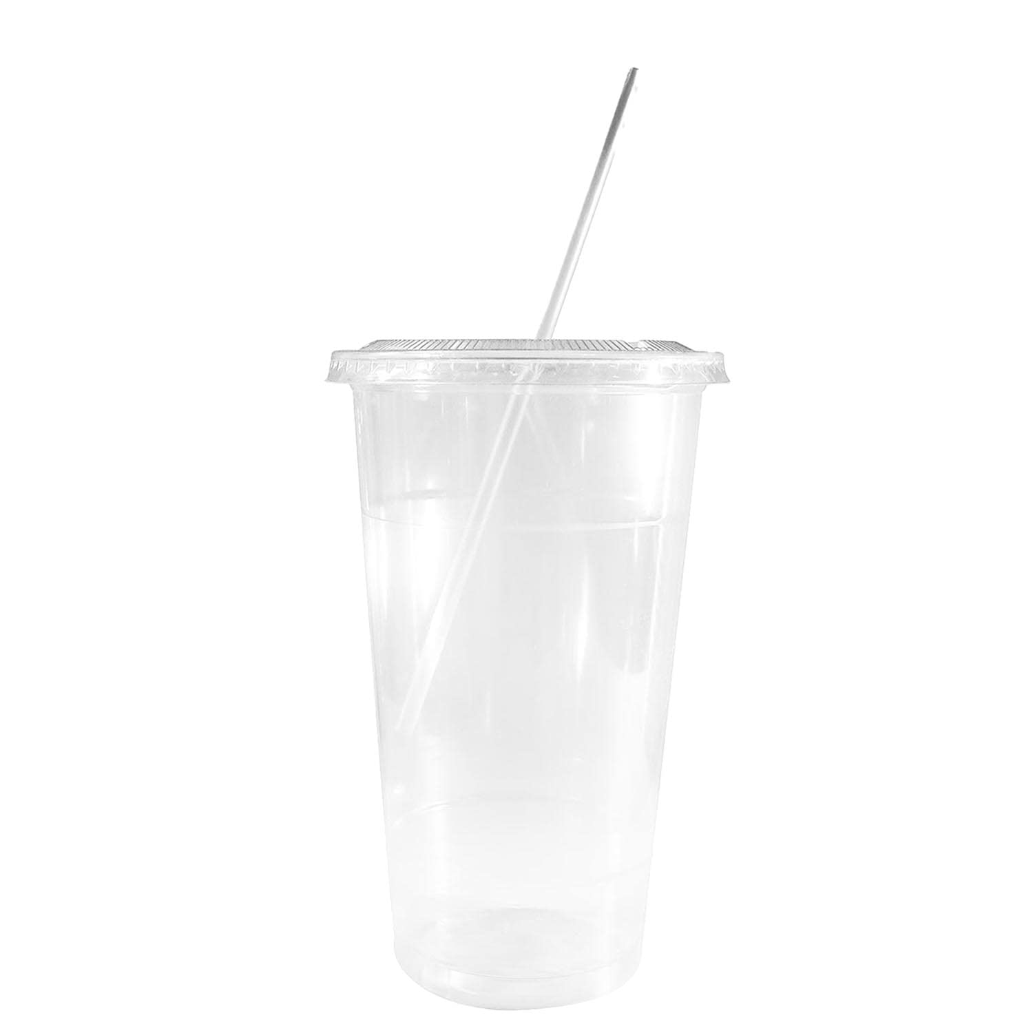 EcoQuality 14 oz Clear Plastic Disposable Cups with Lids & Straws - 500 Count PET Drinkware for Smoothies, Protein Shakes, Bubble Tea, Iced Coffee | Perfect for Parties, Cafes, Meal Prep & Takeout