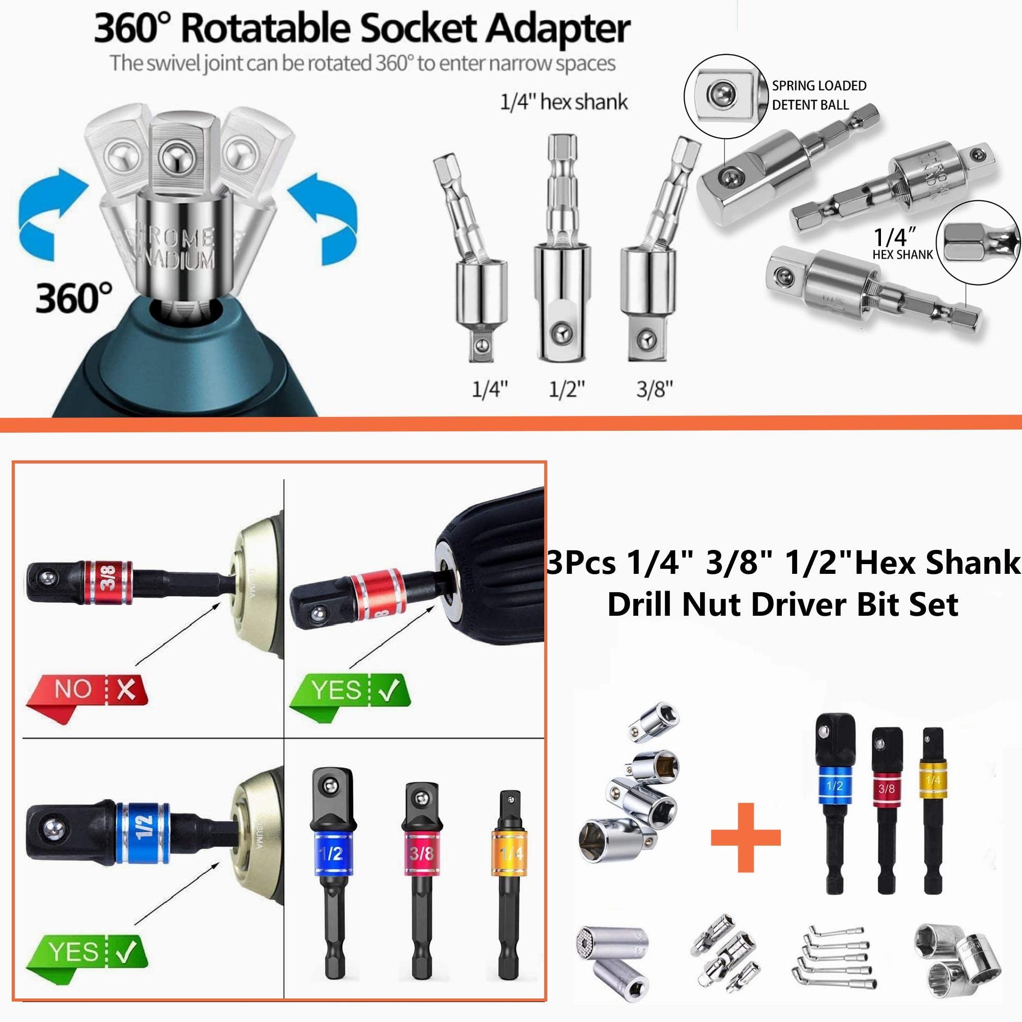 26Pcs Flexible Drill Bit Extension Set - 1/4