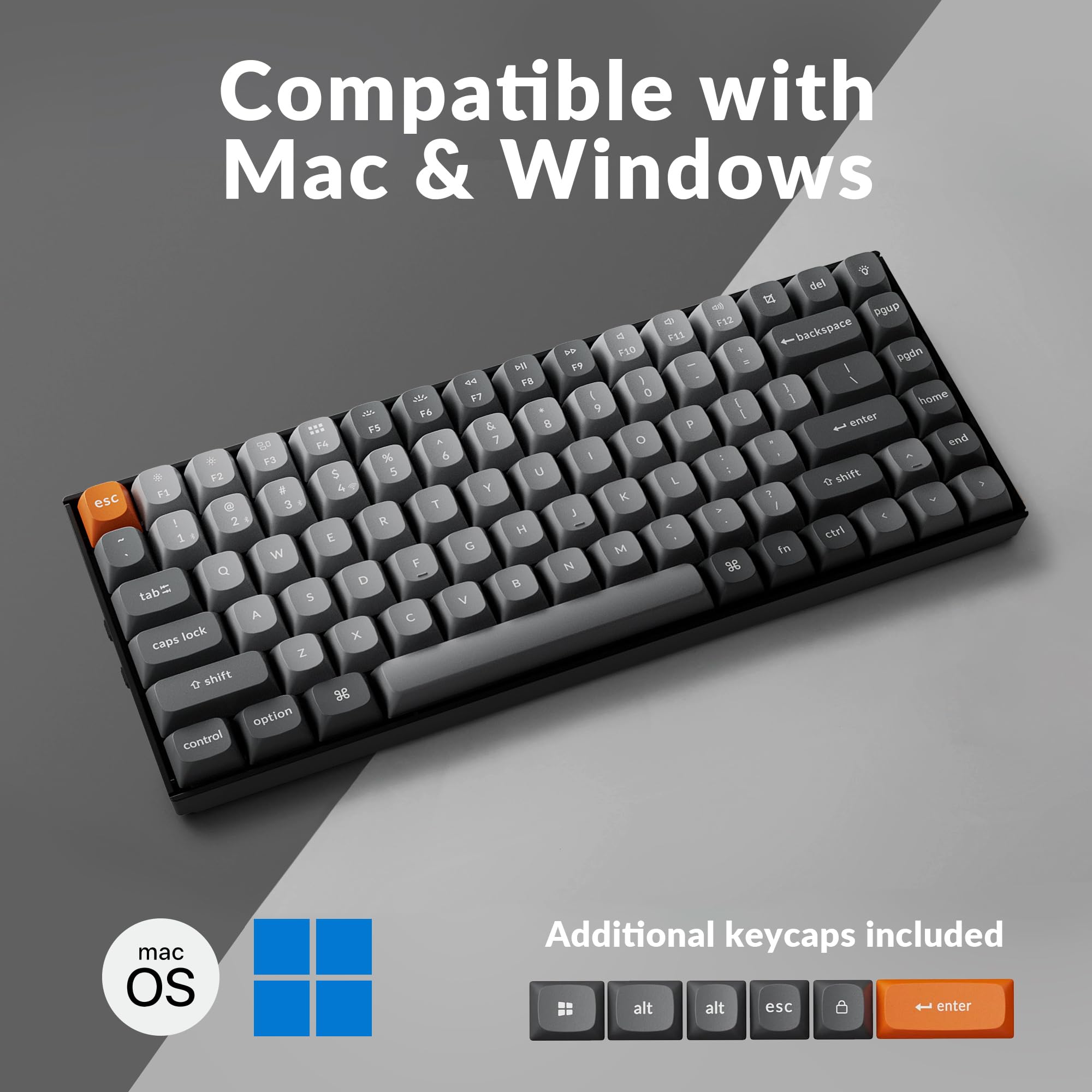 Keychron K2 Max Wireless Mechanical Keyboard - QMK/VIA Programmable, 2.4GHz & Bluetooth, 75% Compact Layout with RGB Backlight, Banana Switch (Black) - Compatible with Mac/Windows/Linux - Perfect for Gaming, Coding & Office Work