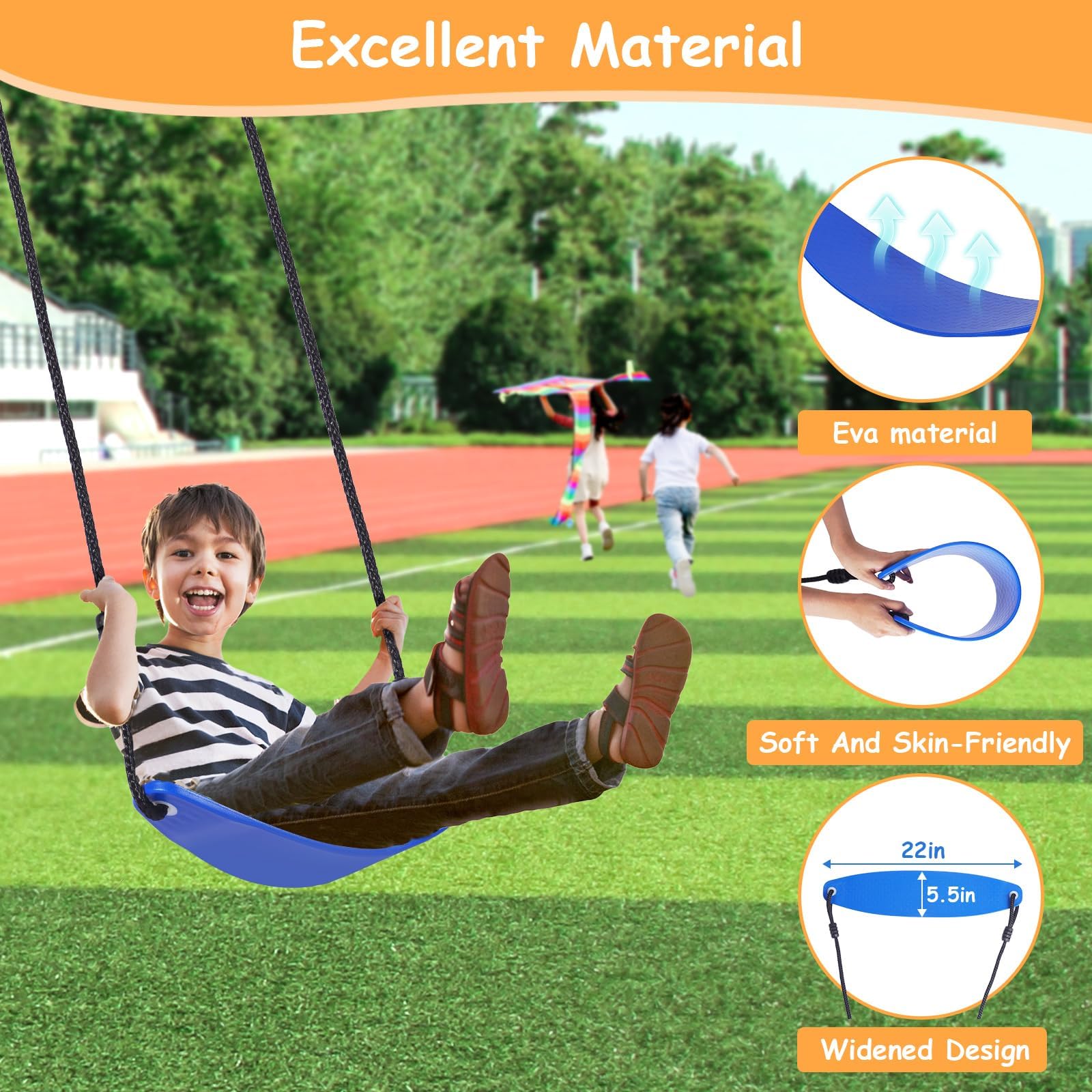 Durable 440lbs Heavy-Duty Metal A-Frame Swing Set for Backyard - Includes 1 Rectangle Platform Swing & 1 Kids Swing Seat - Perfect for Outdoor Play, Family Fun & Backyard Entertainment