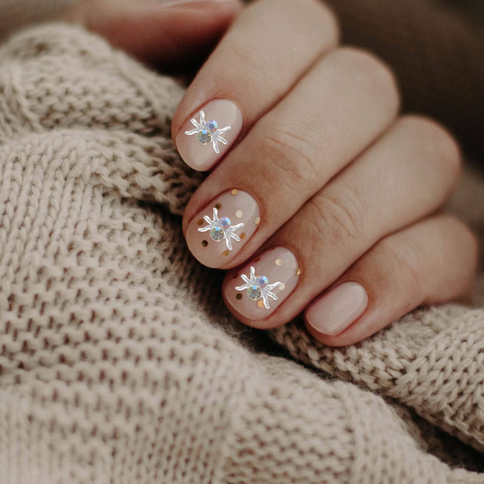 Beaupretty 100PCS 3D Spider Nail Charms - Silver Metal Rhinestone Nail Art Gems for Halloween DIY Nail Decoration | Perfect for Nail Salon, Costume Parties & Spooky Home Decor