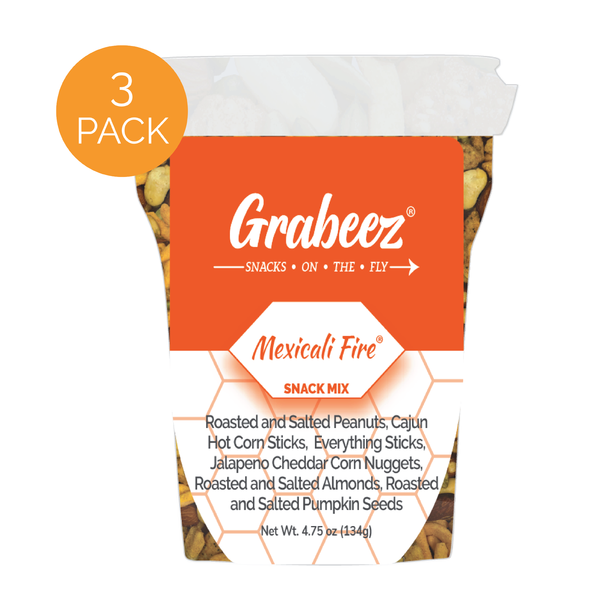 Mexicali Fire® Grabeez® Snack Cups - 3 Pack (4.75oz Each) | Spicy Mexican Snacks for Parties, Road Trips & On-the-Go Snacking