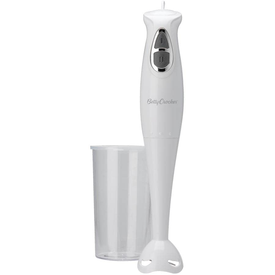 2-Speed 300W Immersion Hand Blender with Mixing Cup - White | Perfect for Smoothies, Soups & Baby Food Prep at Home