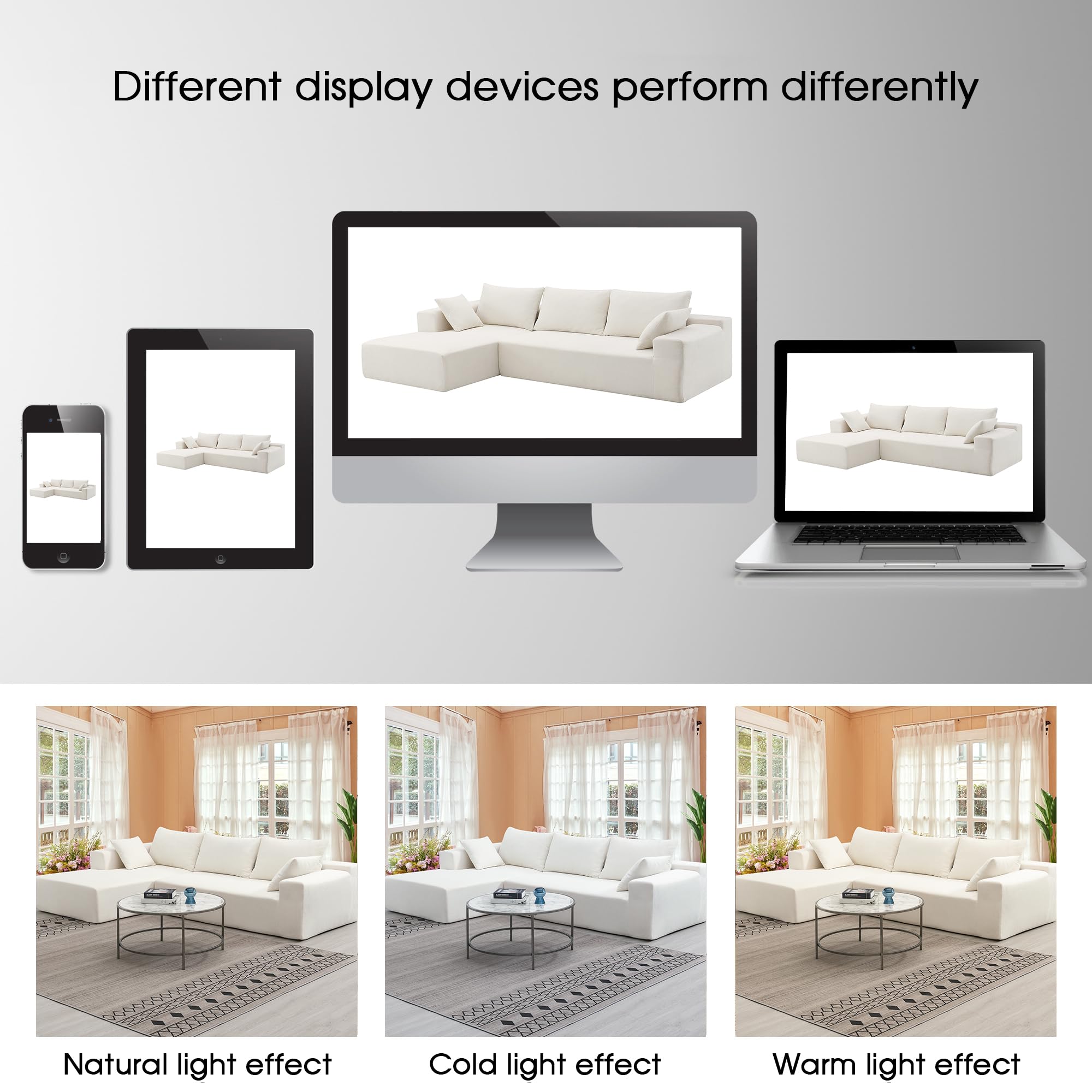 P PURLOVE Modern Sectional Sofa - L-Shaped Modular Couch with Sleeper Function, 2-Piece Free Combination, Beige Upholstered Fabric for Living Room, Bedroom, Salon | Perfect for Small Spaces, Movie Nights & Guest Accommodation
