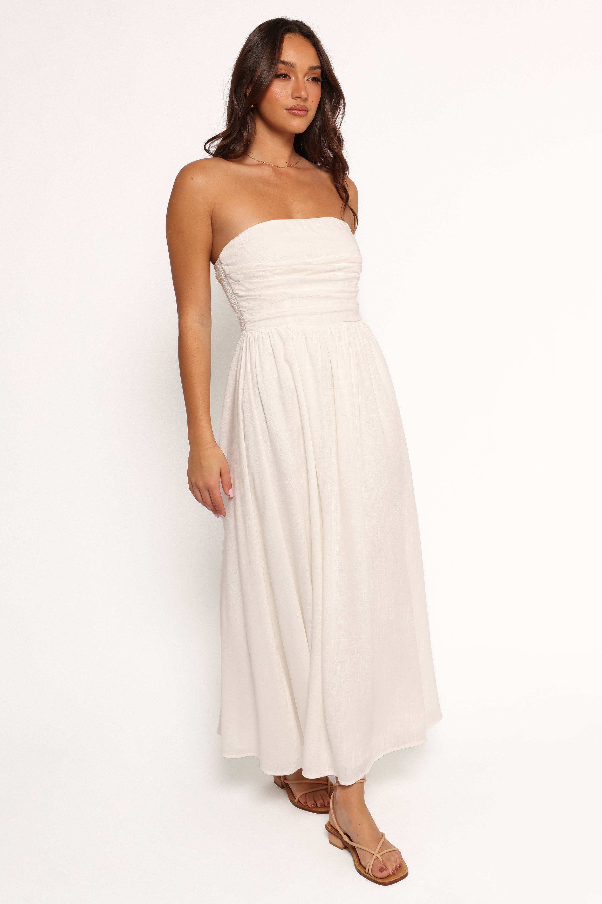 Kayt Strapless Dress - Elegant White Summer Dress for Women | Perfect for Weddings, Parties & Beach Vacations
