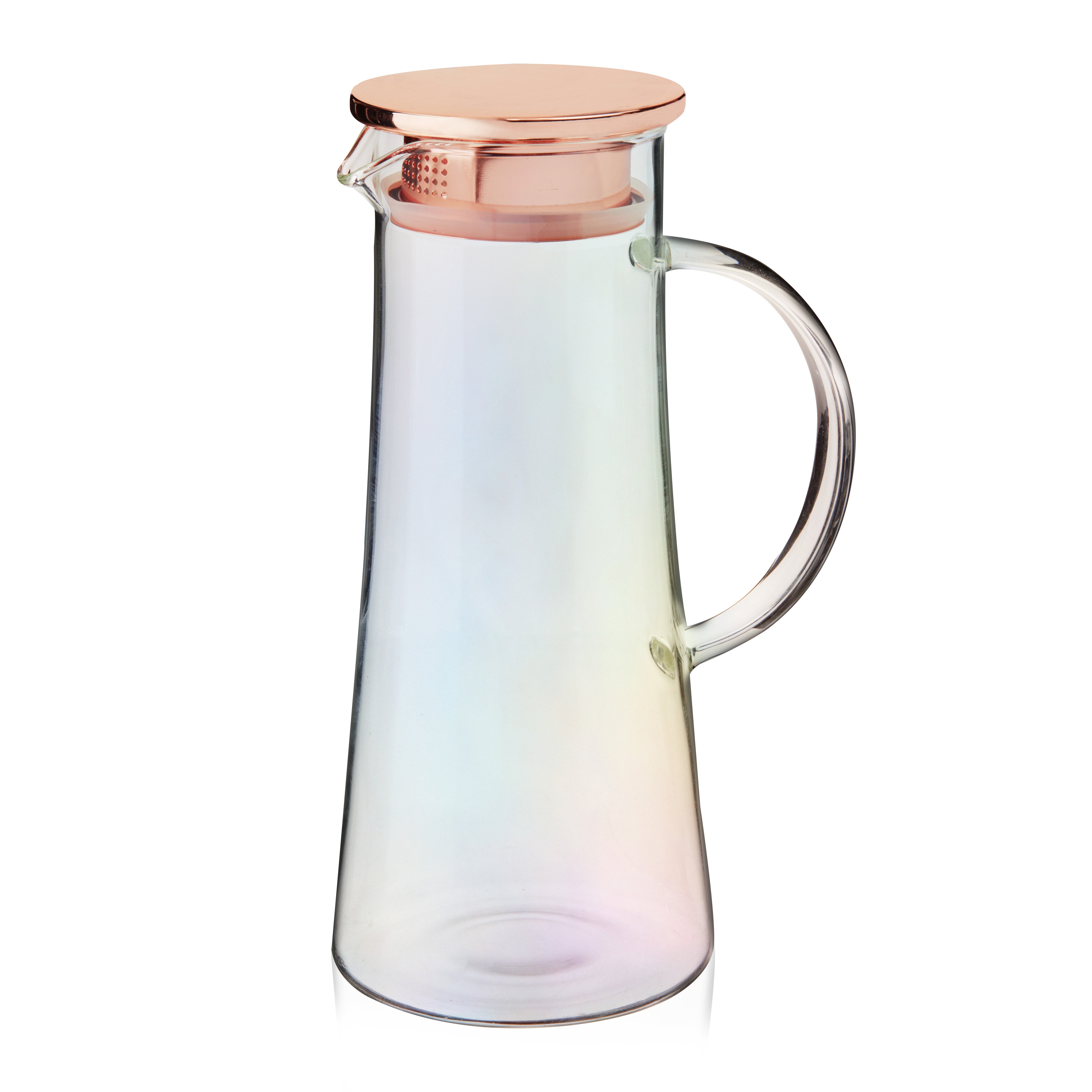 Charlie Iridescent Glass Iced Tea Pitcher with Lid - 68oz Large Capacity, Shatter-Resistant, BPA-Free - Perfect for Summer Drinks, Lemonade, Iced Coffee & Party Beverages