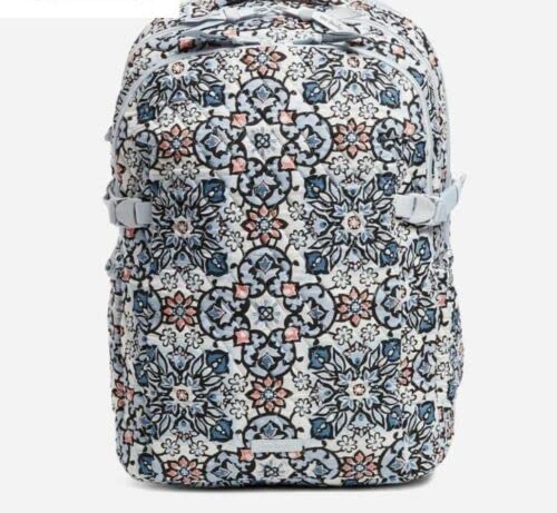 Vera Bradley Essential Expandable Backpack - Lisbon Medallion Print - Lightweight Travel Backpack for Women, School, Work & Commuting