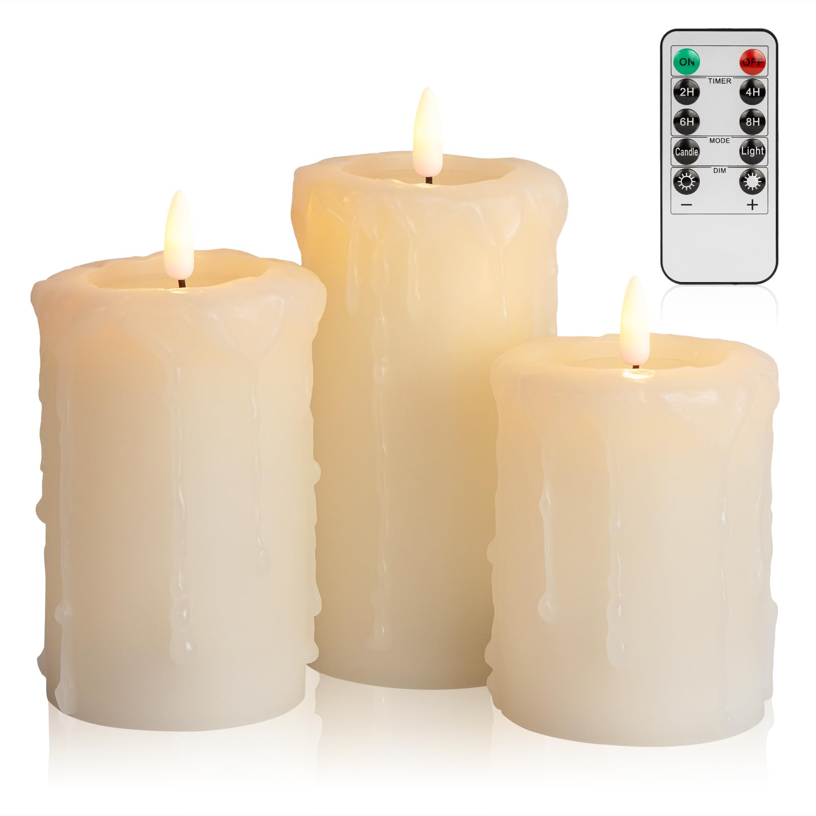 Flameless LED Candles with Remote Control - Battery Operated Flickering Flame Candles Set - Realistic Dripping Wax Electric Candles for Home Decor, Christmas, Holiday Party & Wedding Centerpieces - Perfect for Romantic Dinners, Spa Relaxation & Cozy Ambiance