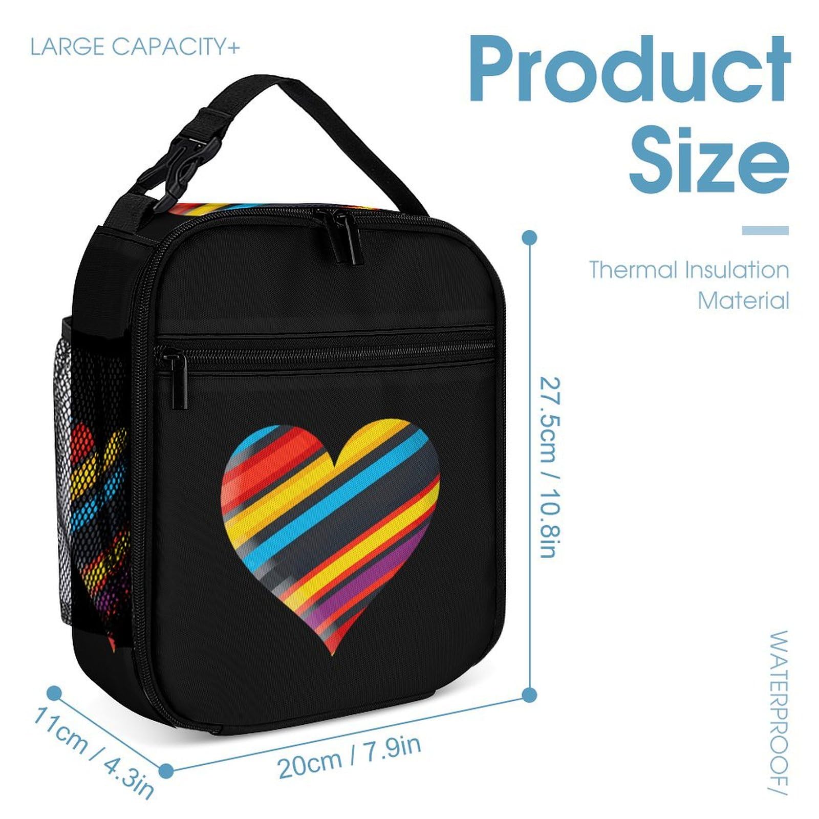 LGBTQ+ Rainbow Heart Print 3-Piece Backpack Set - Laptop Backpack, Lunch Bag & Pencil Case for School, Work & Pride Events | Water-Resistant & Durable