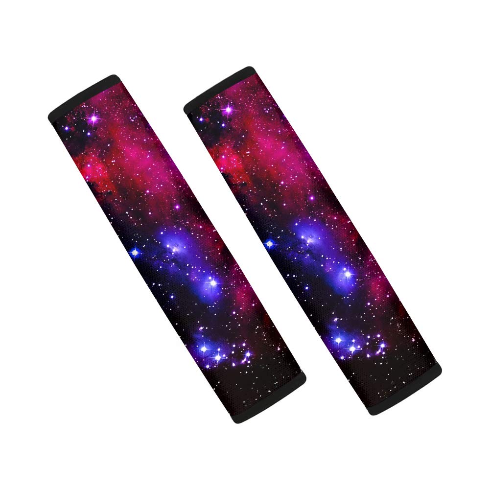 HUGS IDEA Universal Car Seat Belt Pads 2 Pack - Galaxy Space Design Shoulder Pads for Adults & Kids - Comfortable Neck & Shoulder Protection - Perfect for Long Drives, Road Trips & Daily Commutes