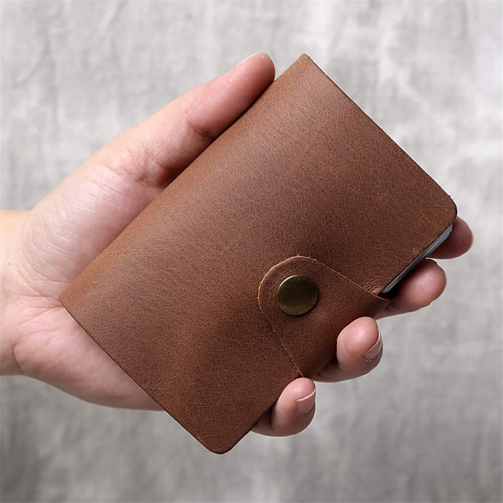 Genuine Cow Leather Credit Card Holder - Vintage Business Card Case with 26 Slots, High Capacity Slim Minimalist Wallet for Men & Women | Perfect for Travel, Office & Everyday Use