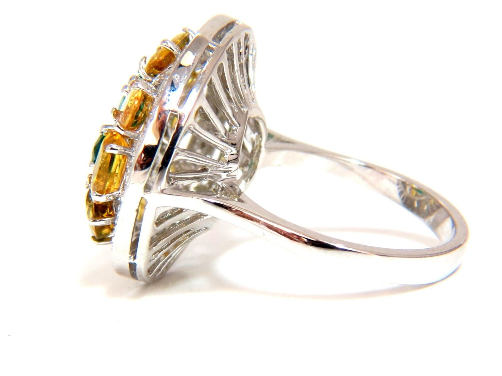 5.62CT Natural Fancy Yellow Sapphire & Vivid Green Emerald Cluster Ring | Elegant Jewelry for Women, Wedding, Engagement & Special Occasions