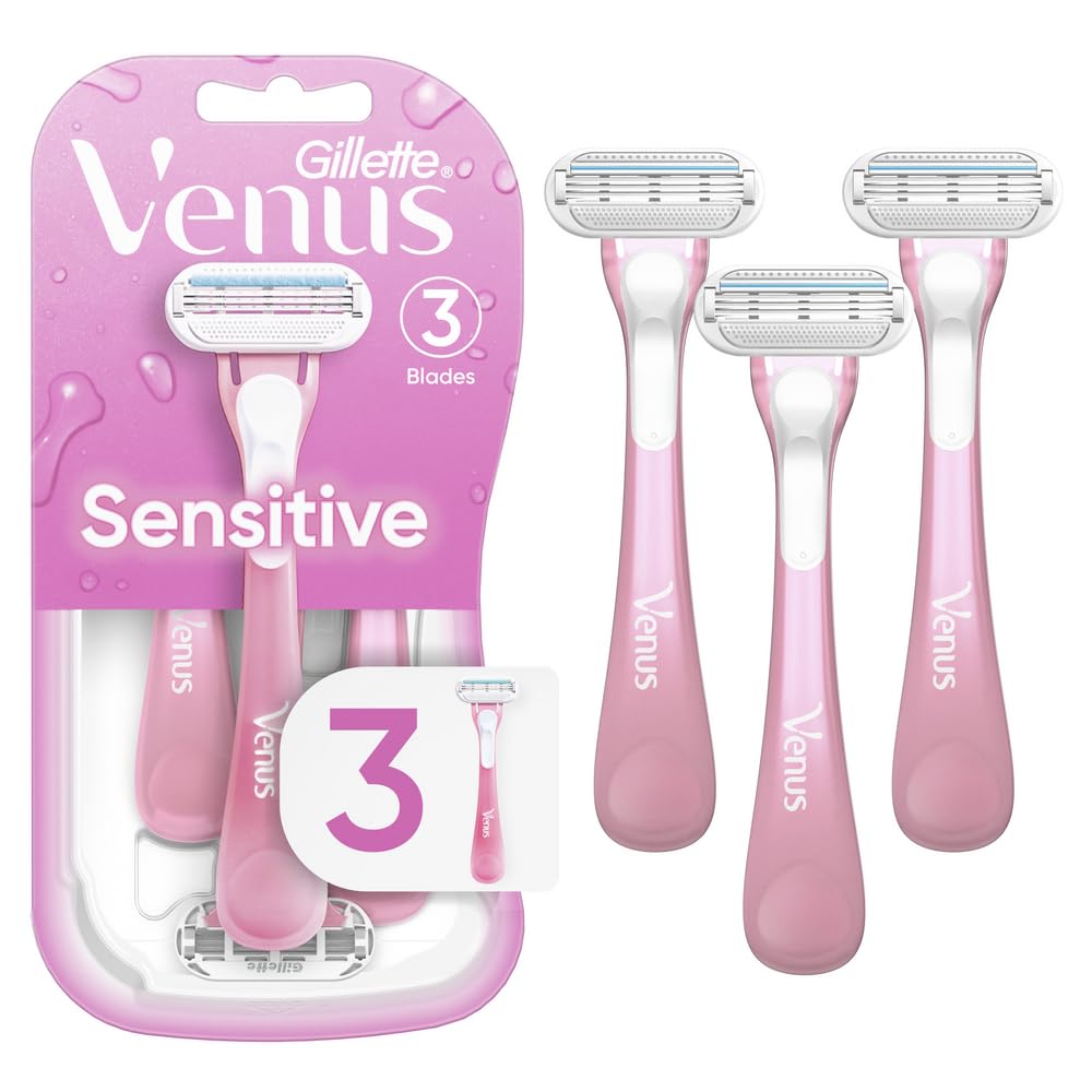 Gillette Venus Sensitive Women's Disposable Razors 3 Pack - Ultra Smooth Shave for Sensitive Skin | Perfect for Travel, Gym & Everyday Use