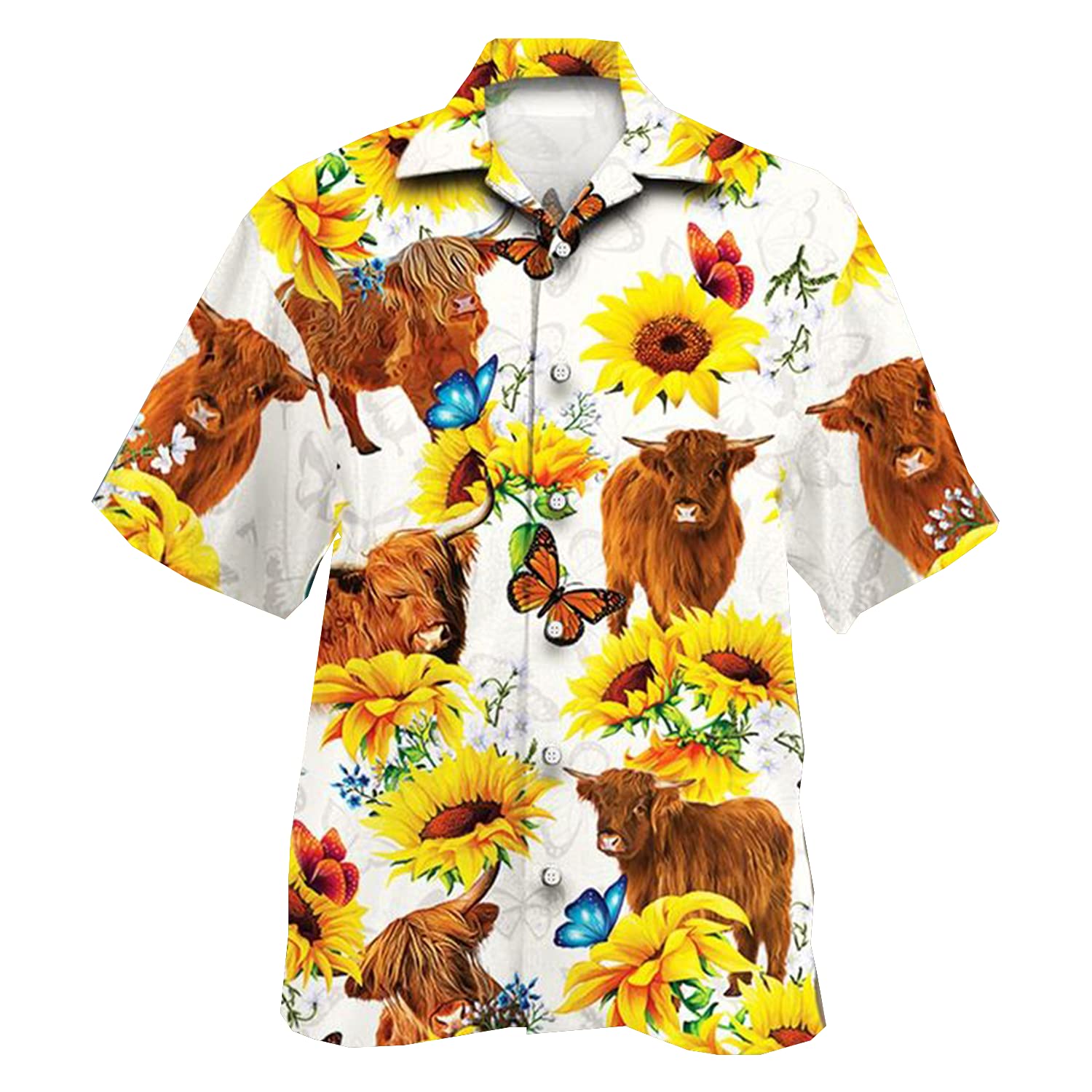 Stylish Sunflower Hawaiian Shirts for Men & Women - Short Sleeve Button Down Farm Print Shirt Set of 24 - Perfect for Beach Vacations, Summer Parties & Tropical Getaways