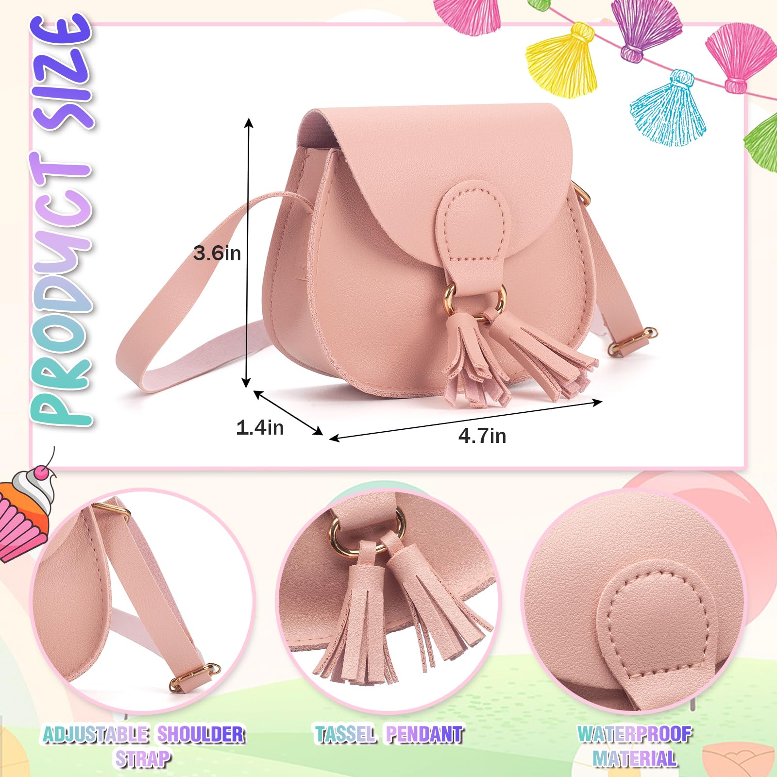 **Girls Crossbody Purse for Kids Age 2-14 | Cute Tassel Shoulder Bag for Toddler & Little Girls | Perfect for School, Travel & Playdates**