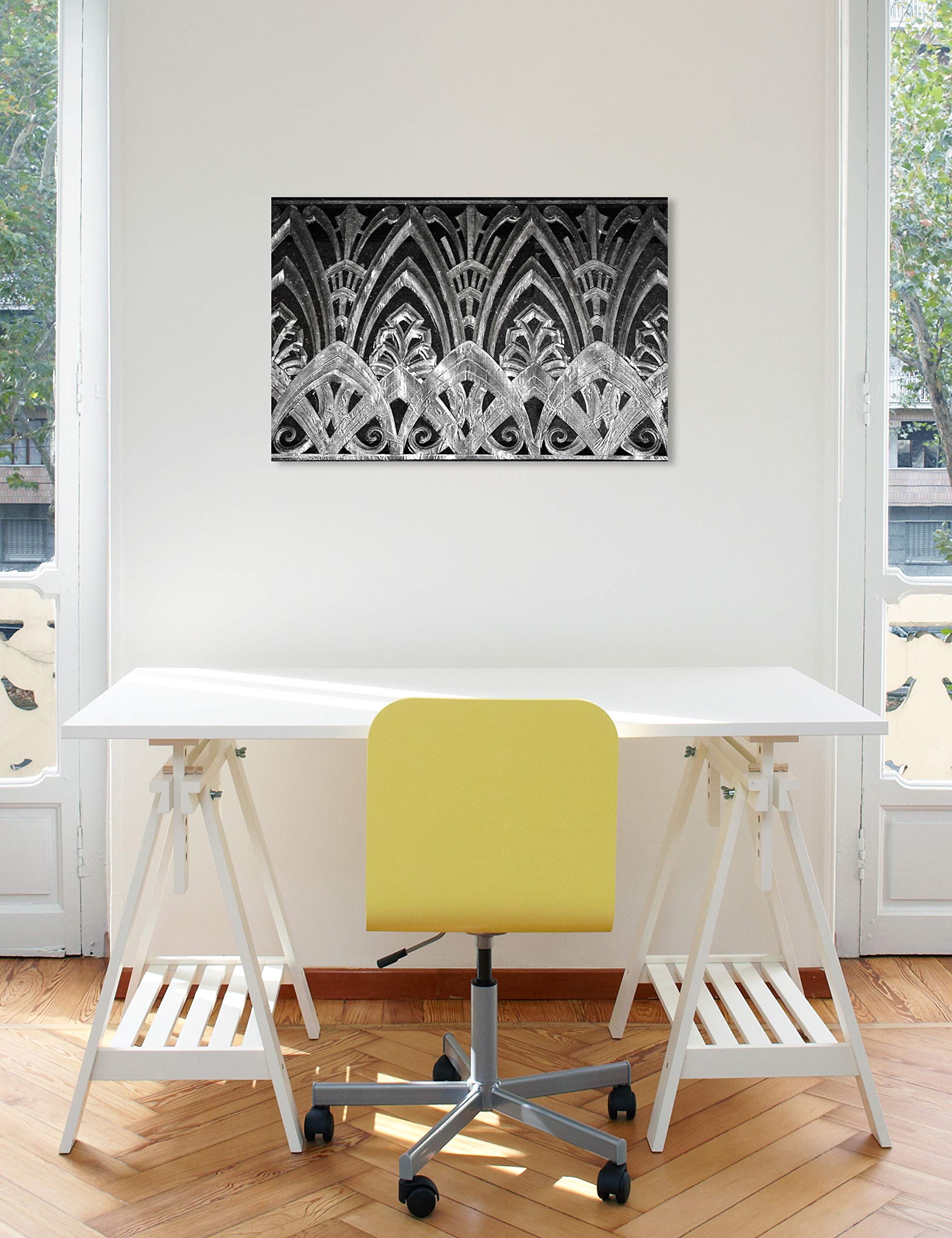 Abstract Wall Art Canvas Print 'Copacabana in Silver' - 30x20 Inch Gray & Black Modern Home Decor | Perfect for Living Room, Bedroom or Office Wall Decoration