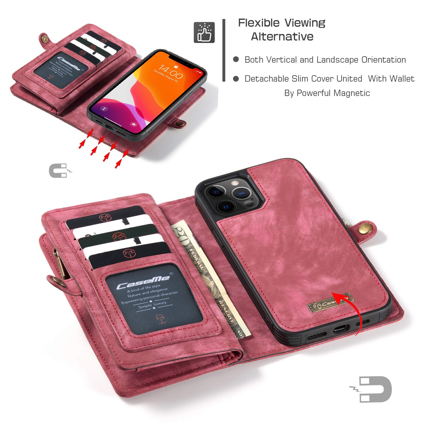 Magnetic Detachable Wallet Case for iPhone 12/12 Pro 5G (6.1