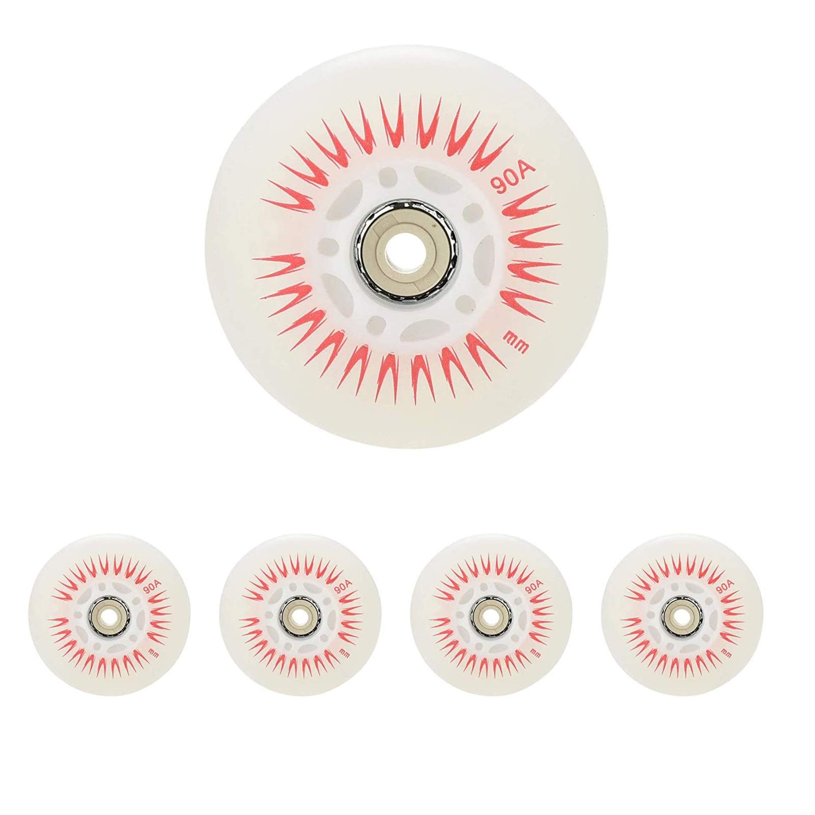 Glow in The Dark Roller Skates for Kids - 4 Pack LED Flashing Wheels with Brake (80mm, Pink) - Perfect for Night Skating, Birthday Gifts & Outdoor Fun