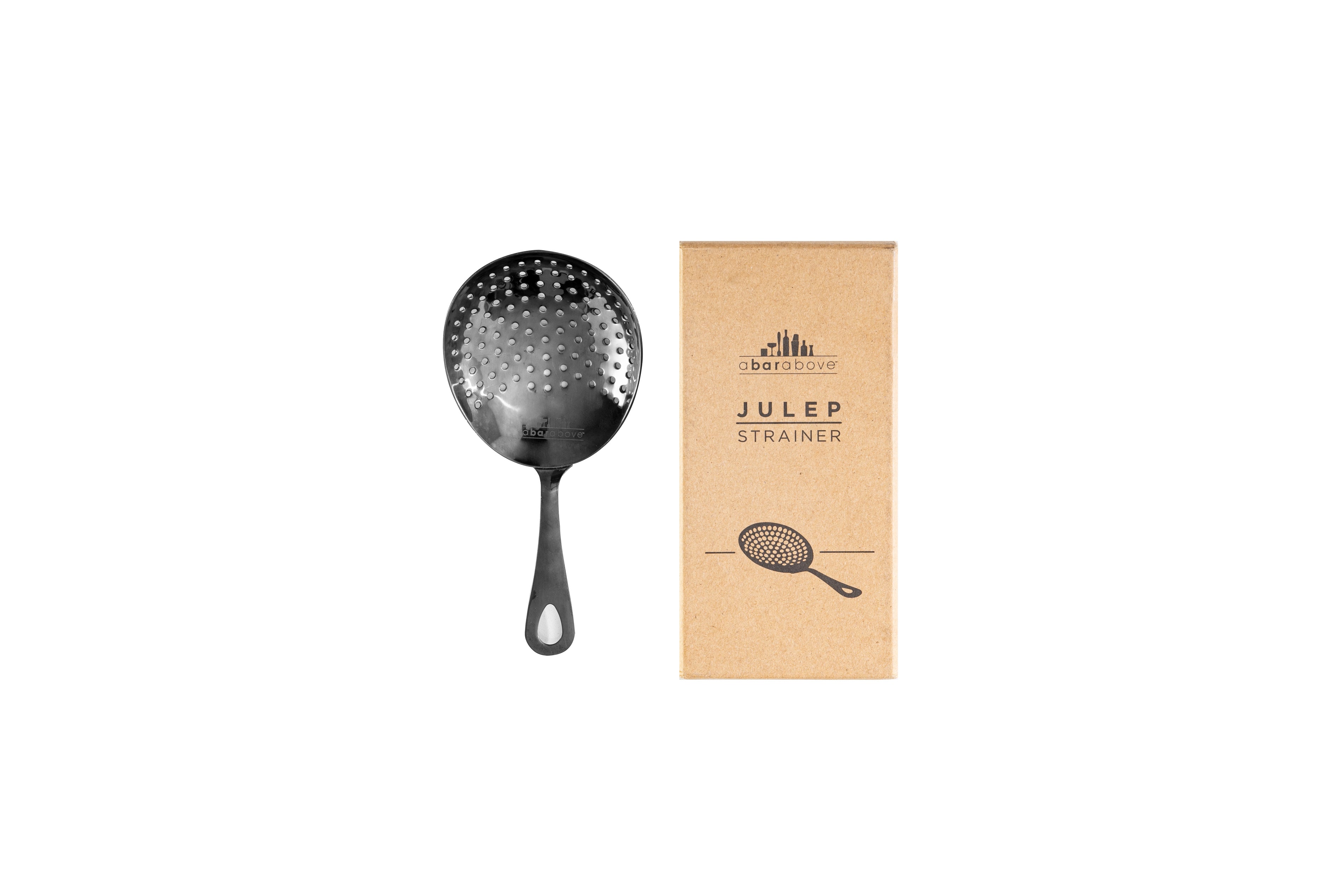 Premium Black Julep Strainer - High-Quality Cocktail Filter for Mint Julep & Whiskey Drinks - Perfect for Home Bars & Mixology Enthusiasts