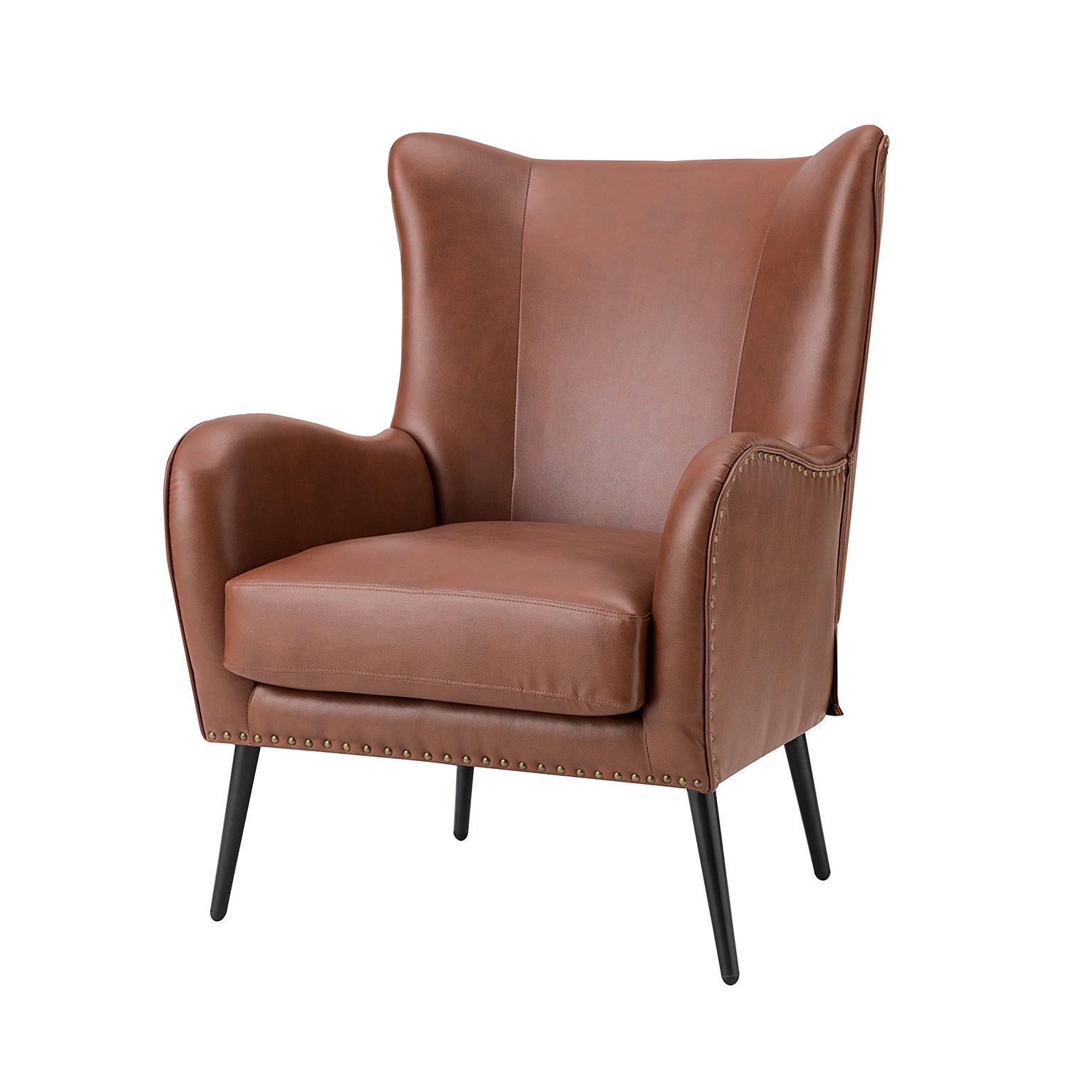 Stylish Shepherd Wingback Vegan Leather Armchair - Modern PU Leather Accent Chair for Living Room, Bedroom & Office - Comfortable Mid-Century Design with Optional Types