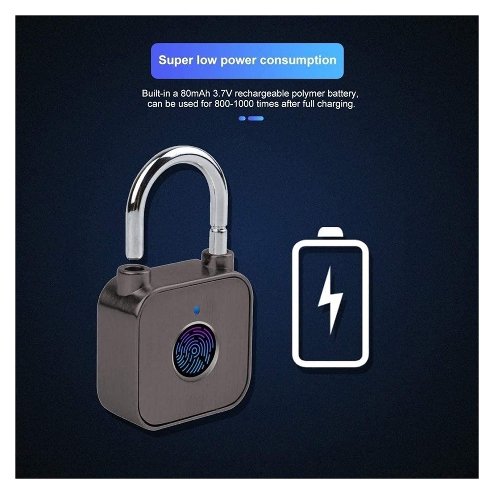 Fingerprint Smart Lock - IP65 Waterproof Keyless Digital Padlock for Home, Gym, Locker, Luggage & Travel | Secure Anti-Theft Solution for Doors, Suitcases, Handbags & Wardrobes | Ideal for Travel, Office & Outdoor Use