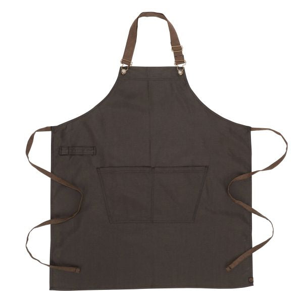 Chef Works ABWT051BNB0 Boulder Bib Apron - Brown & Black, 34 x 30 Inches - Heavy Duty Kitchen Apron for Cooking, Grilling & BBQ - Perfect for Chefs, Butchers & Home Cooks