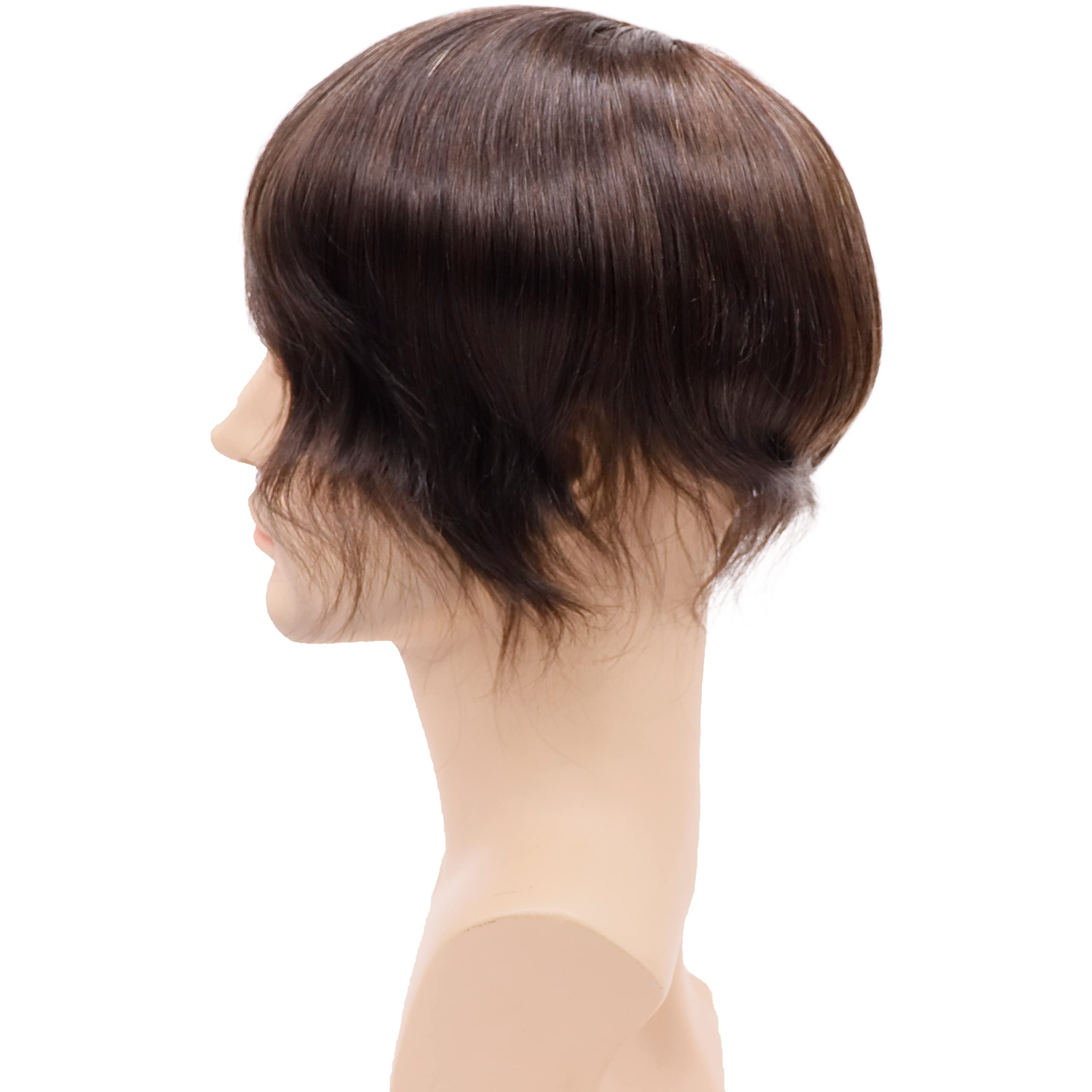 Premium 8”x6” European Human Hair Toupee for Men - Mono Lace Top with Durable PU Edge, Medium Light Density (#4 Medium Brown) | Natural Looking Hair Replacement for Thinning Hair & Baldness | Perfect for Daily Wear, Special Occasions & Professional Settings