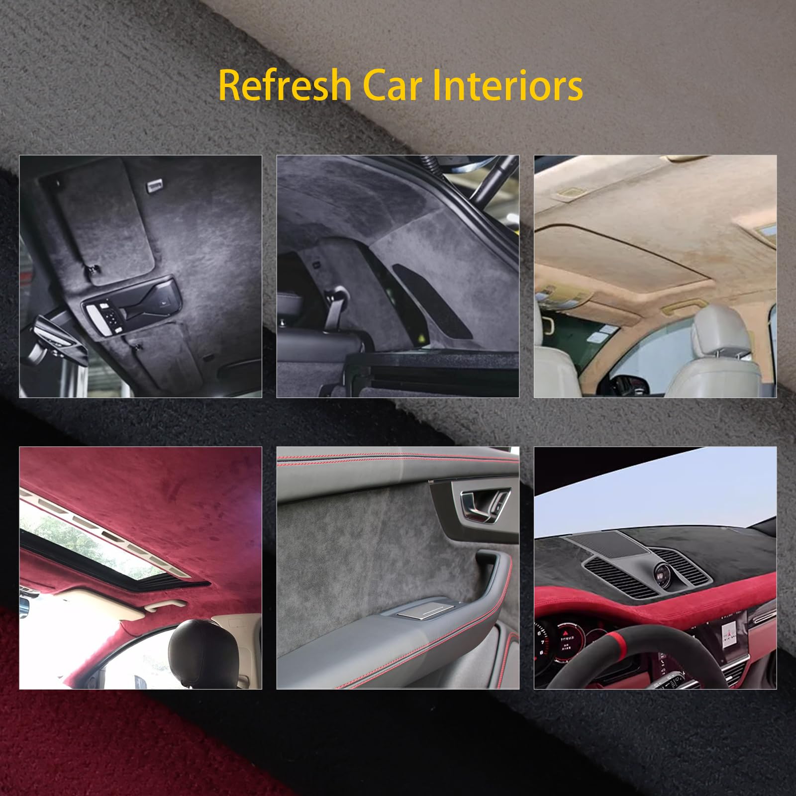 Premium Black Suede Headliner with Foam Backing 60