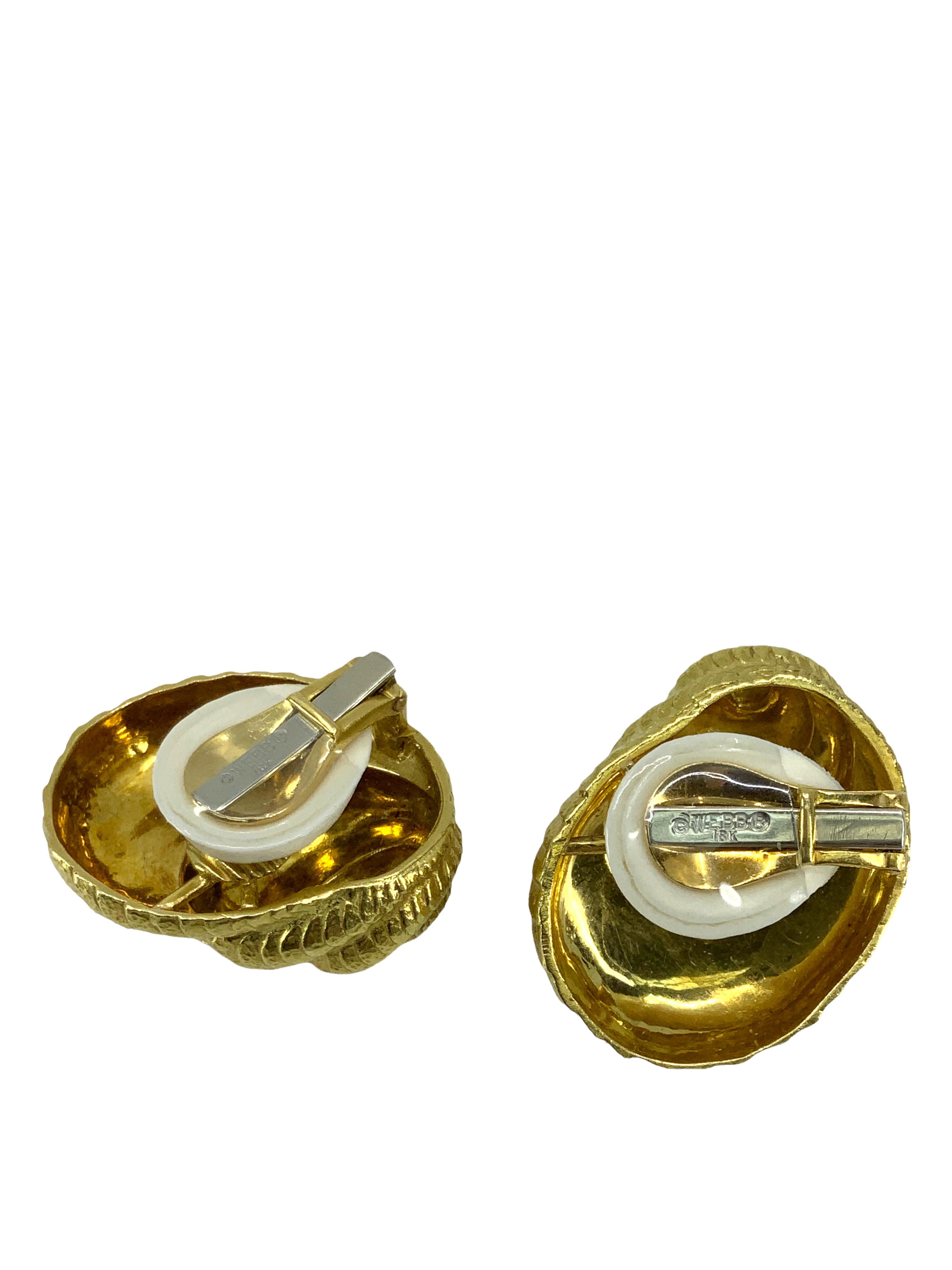 David Webb 18k Gold Shell Earrings - Luxury Handcrafted Jewelry for Women, Elegant Gift for Her - Perfect for Weddings, Parties & Special Occasions