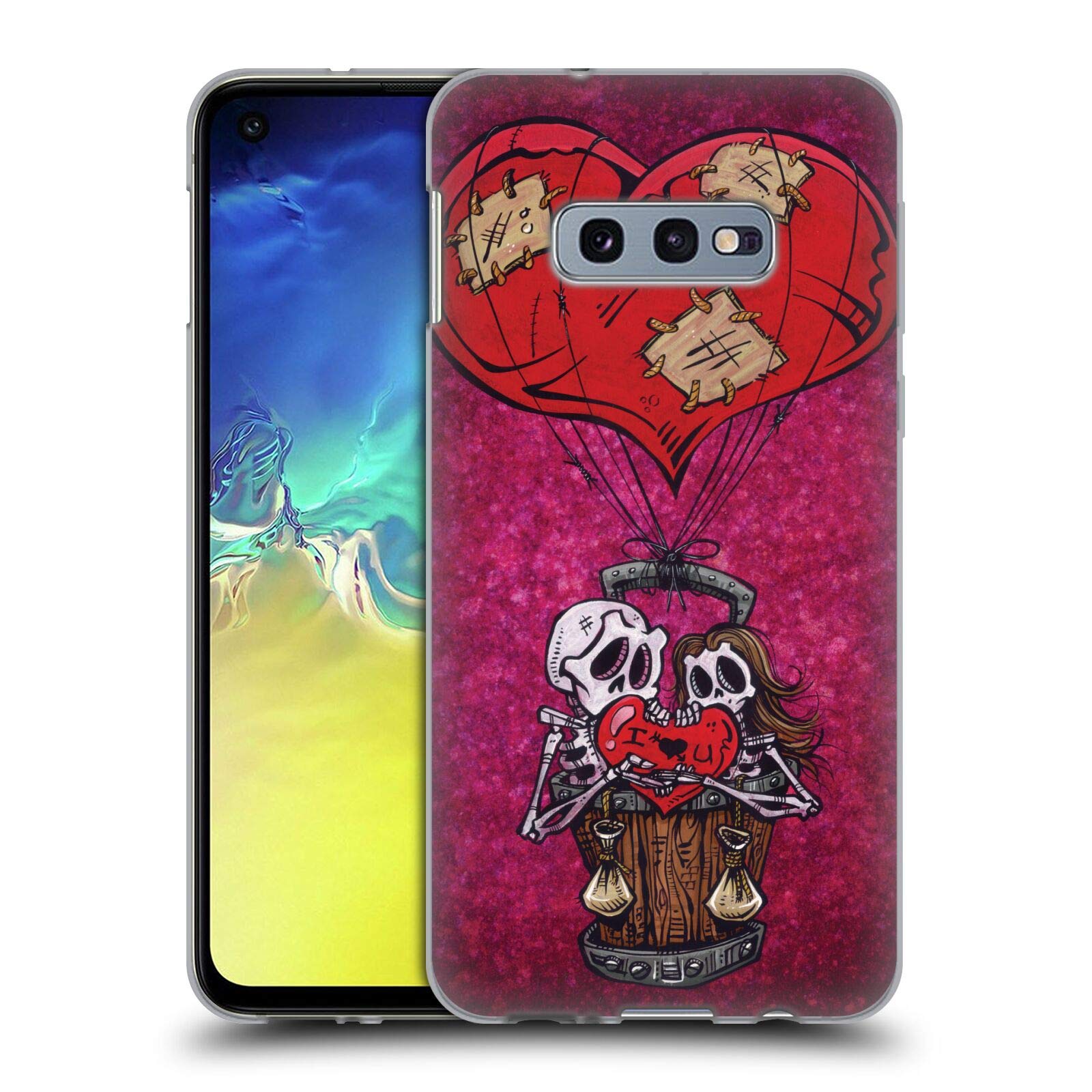 David Lozeau Day of The Dead Colorful Grunge Soft Gel Case for Samsung Galaxy S10e - Officially Licensed by Head Case Designs, Perfect for Halloween, Dia de Los Muertos, and Unique Style Protection
