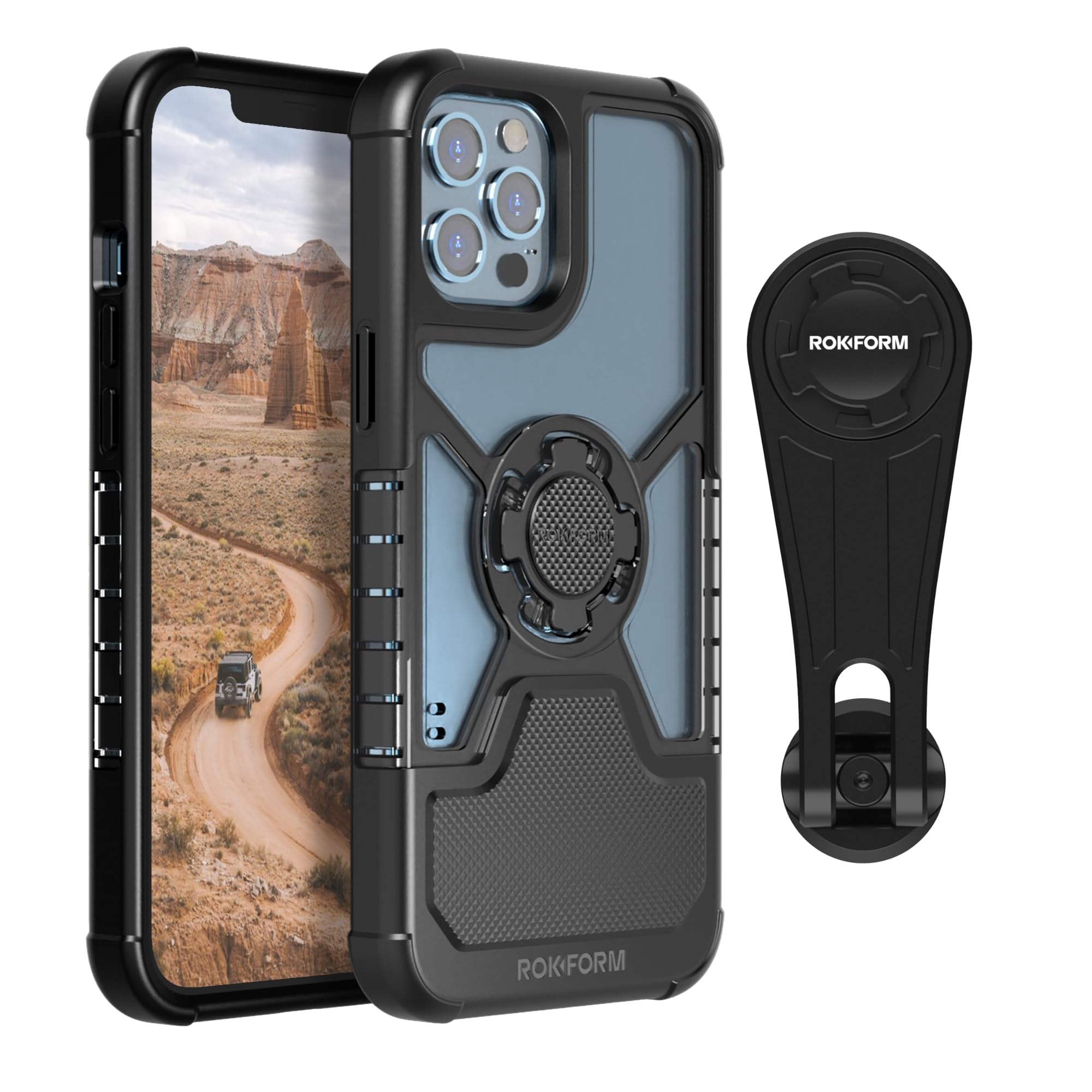Rokform Crystal Clear Case for iPhone 12 Pro Max with Pro Series Bike Mount - Durable Protective Phone Cover & Secure Cycling Accessory for Outdoor Sports & Commuting