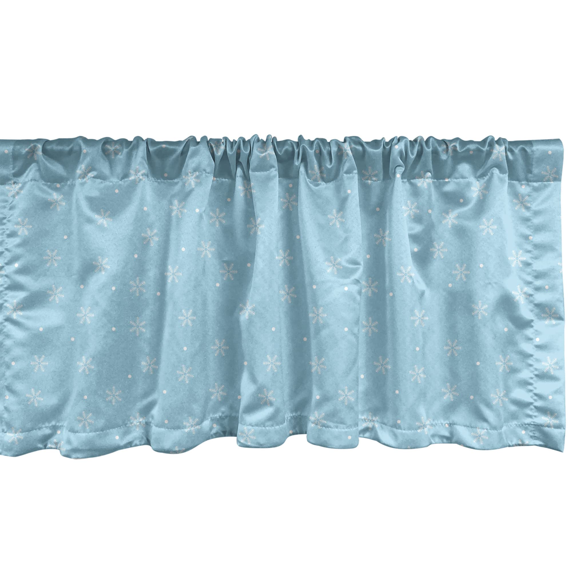 Ambesonne Winter Window Valance Set of 2 - Blue Snowfall Dots Abstract Christmas Curtain Valances with Rod Pocket, 54