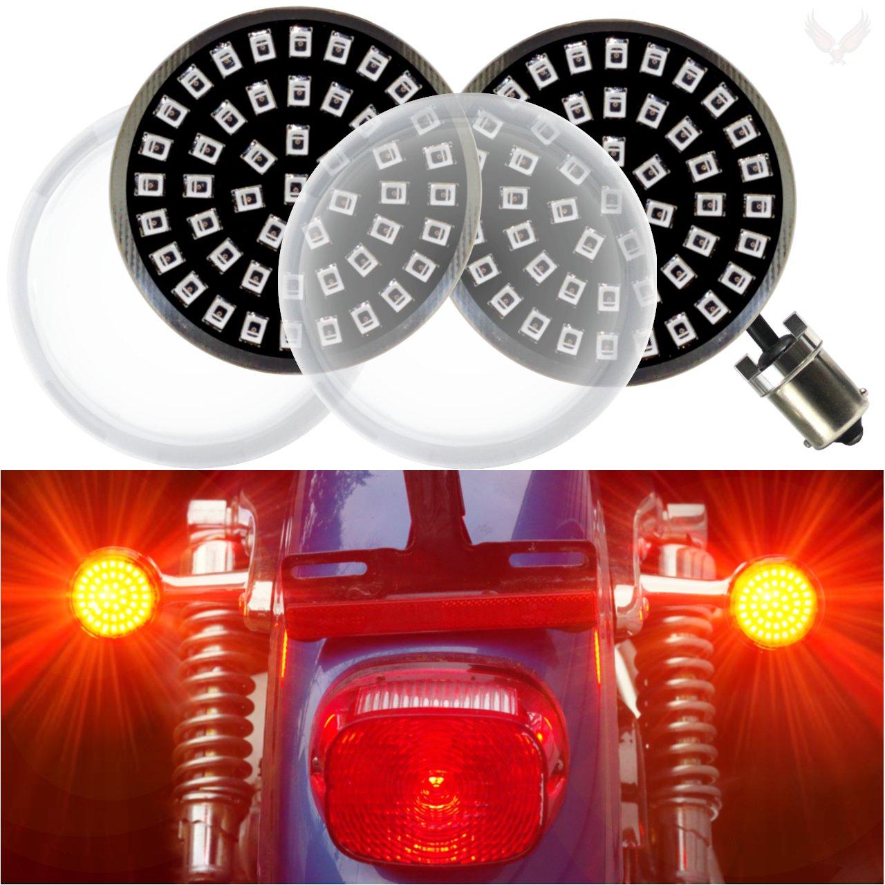 Premium Eagle Lights Midnight Edition LED Red Rear Turn Signals for Harley Davidson Motorcycles - 1156 Base, High Visibility & Durable - Perfect for Night Riding & Custom Bike Builds