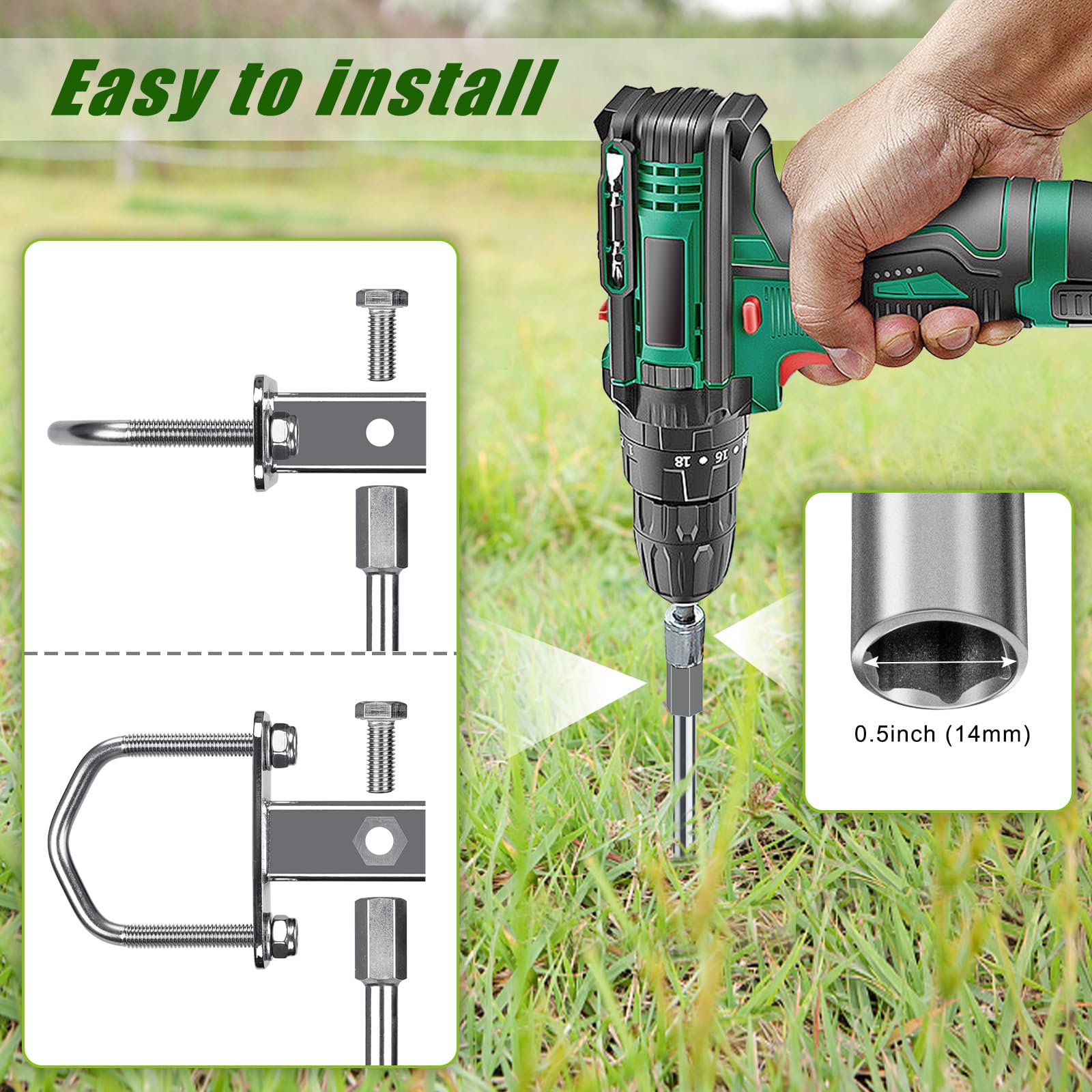 Heavy Duty Screw-In Ground Anchors - Fully Welded Trampoline Anchors & Mobile Home Anchors | Multi-Purpose Earth Anchors for Sheds, Swing Sets, Carports & Animal Securing | Outdoor Use for Stability & Safety