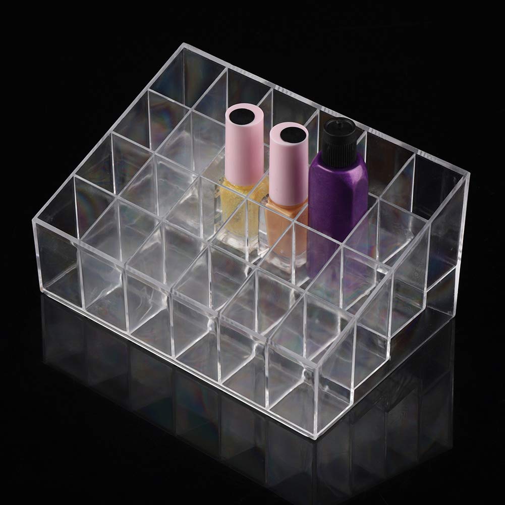 24 Grid Transparent Lipstick Holder Organizer - Makeup Storage Box for Lipstick Stand & Display - Perfect for Vanity, Bathroom, and Travel Organization
