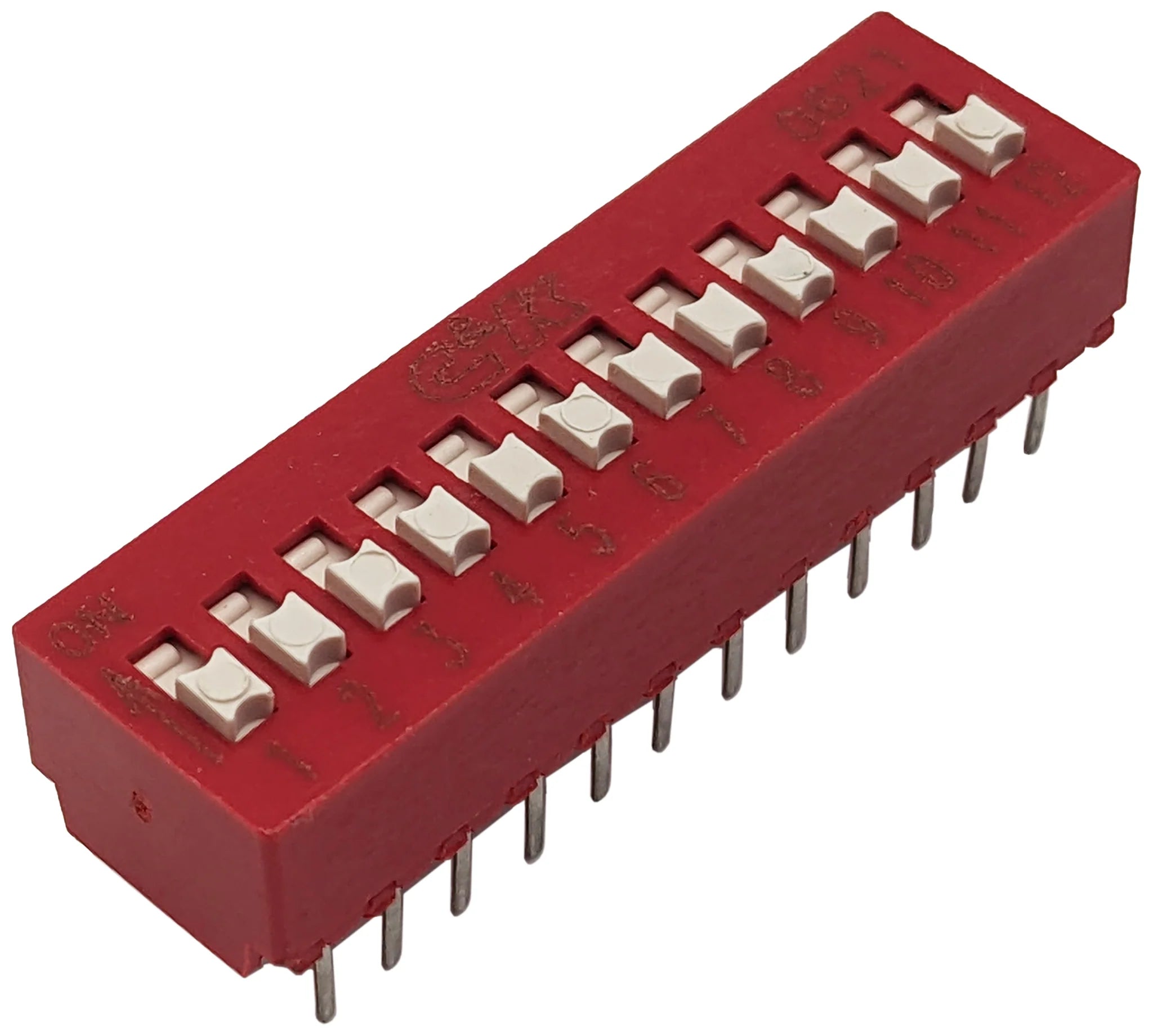 12 Position DIP Switch SPST 24 Pin Red 32.6x9.6x7.4mm - Compact PCB Mount for Electronics, DIY Projects & Industrial Control Systems