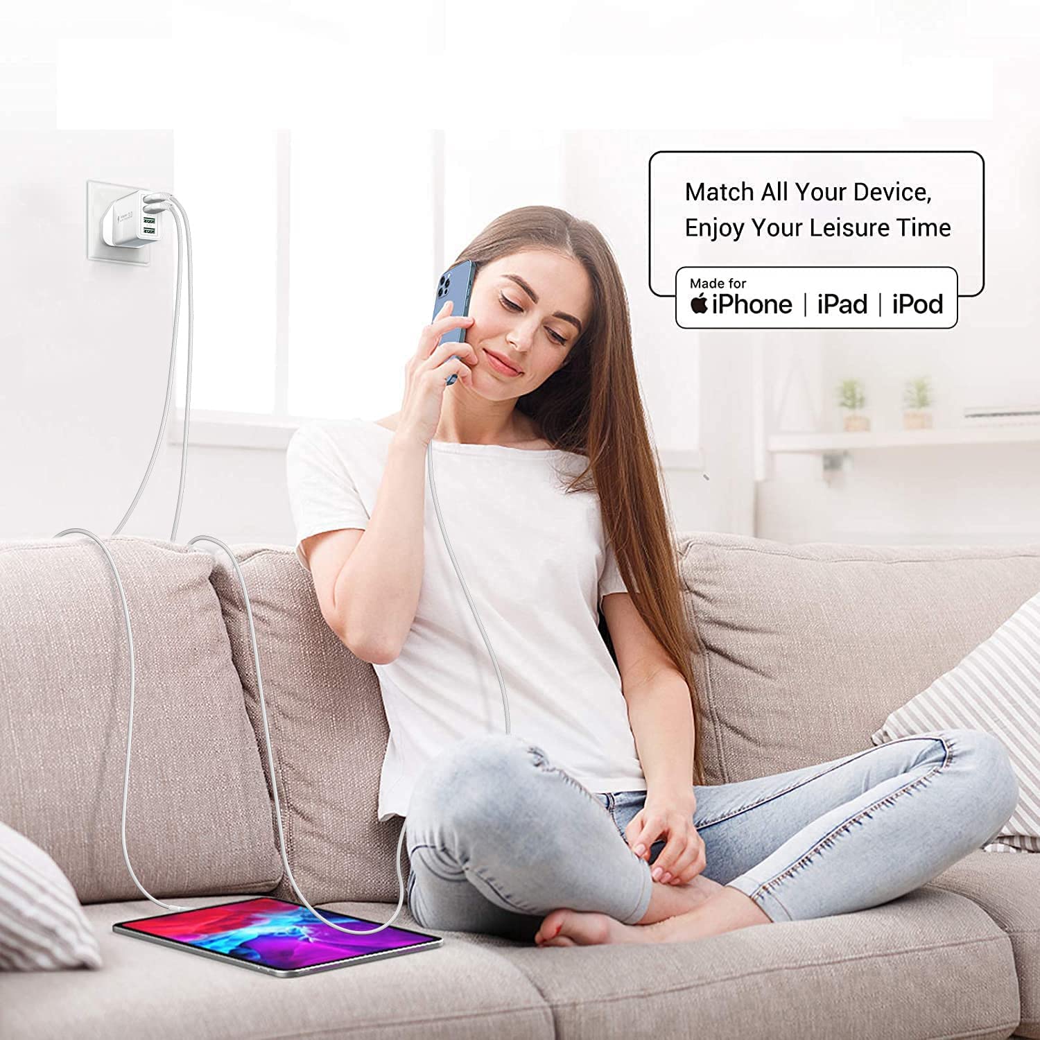 2-Pack 3M Extra Long MFi Certified Lightning Cable - Fast Charging Braided iPhone Charger USB Cable Compatible with iPhone 14/13/12/11 Pro Max/XS/XR/10/8/7/6/SE - Perfect for Home, Office & Travel Charging