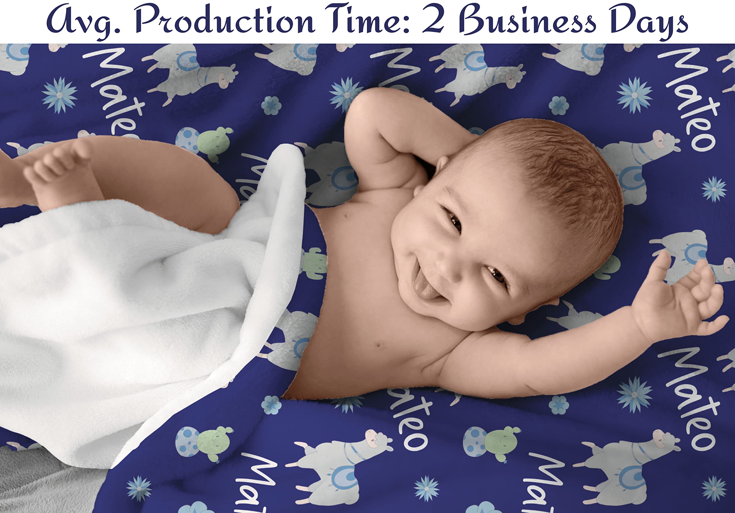 Custom Baby Blankets with Name - Personalized Llama & Cactus Design for Boys & Girls | Soft Unisex Baby Shower, Birthday & Christmas Gift for Newborns, Infants & Toddlers | Perfect for Nursery, Travel & Photo Shoots